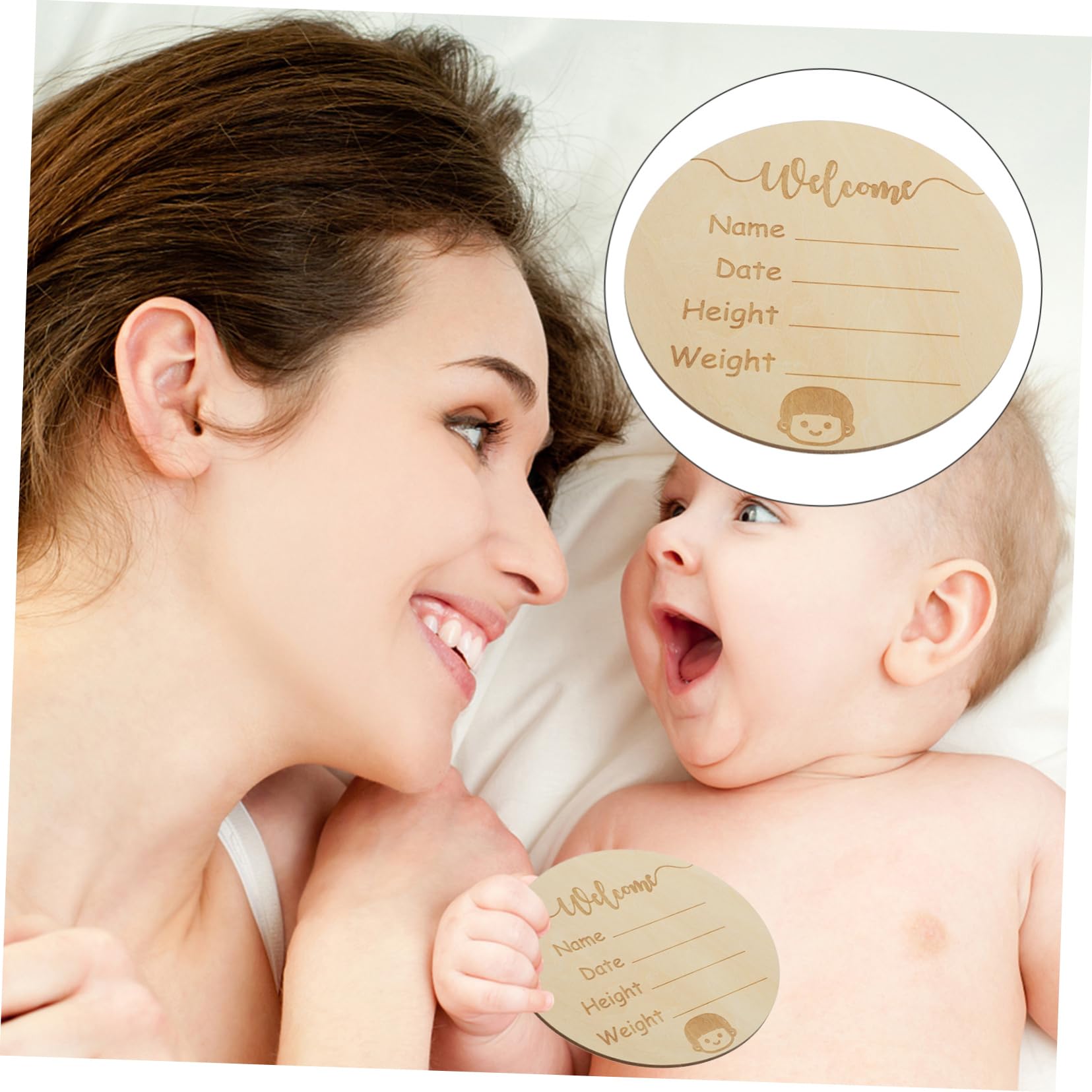 Wakauto 2pcs Wooden Baby Name Signs for Nursery Decor - Newborn Birth Announcement