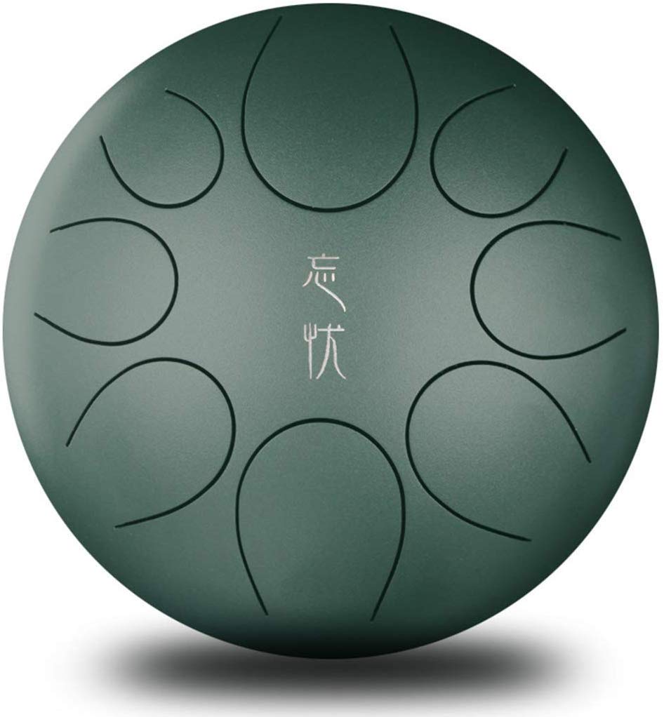 JLDN 10 Inch Steel Tongue Drum (25cm) - 8-Note Handpan Drum with Mallets, Drum Bag & Tuning Sticker - Green Tank Drum for Meditation, Yoga & Stress Relief - Perfect for Music Therapy, Sound Healing & Relaxation