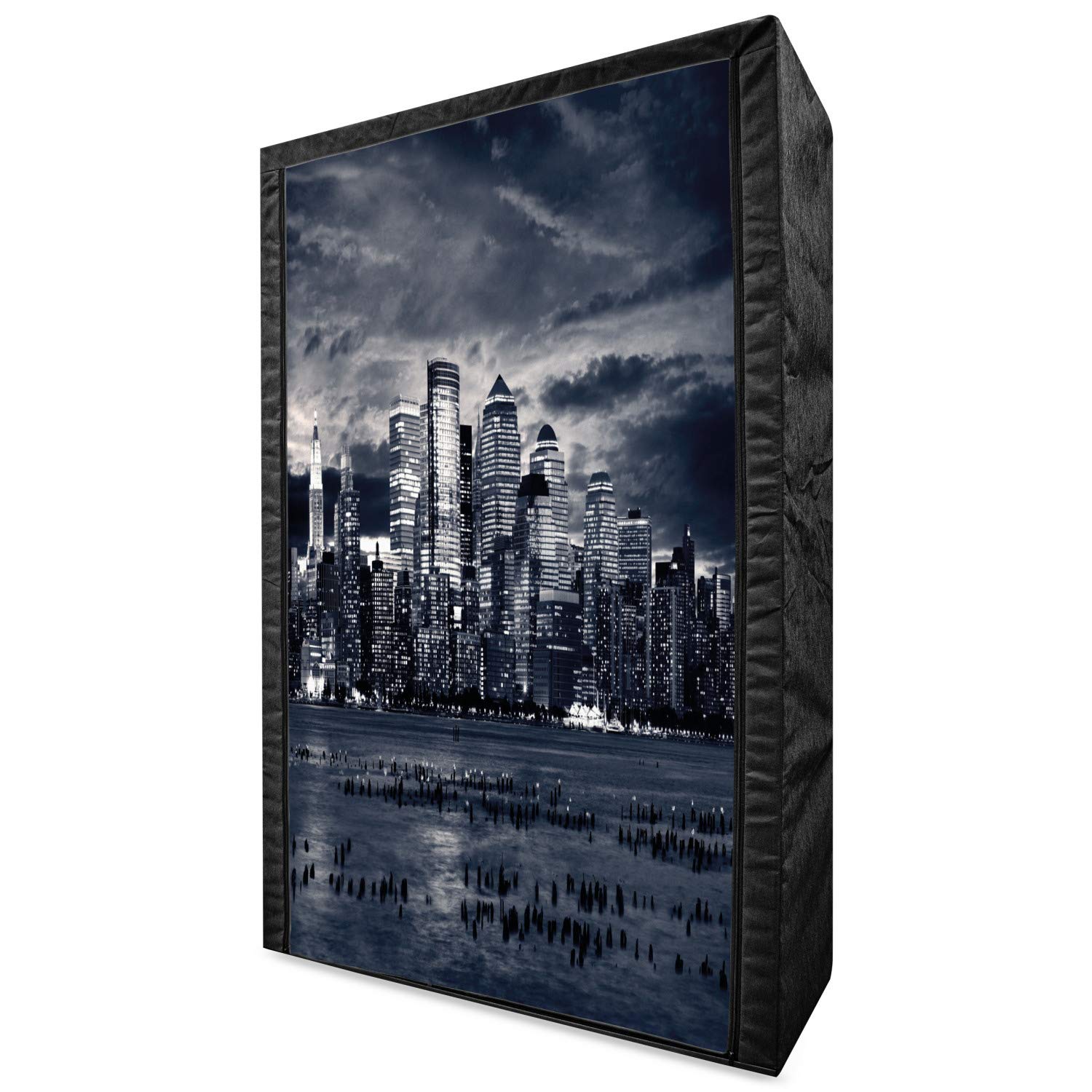 Ambesonne Portable Fabric Wardrobe with Shelves - New York Skyline Design, 42.5