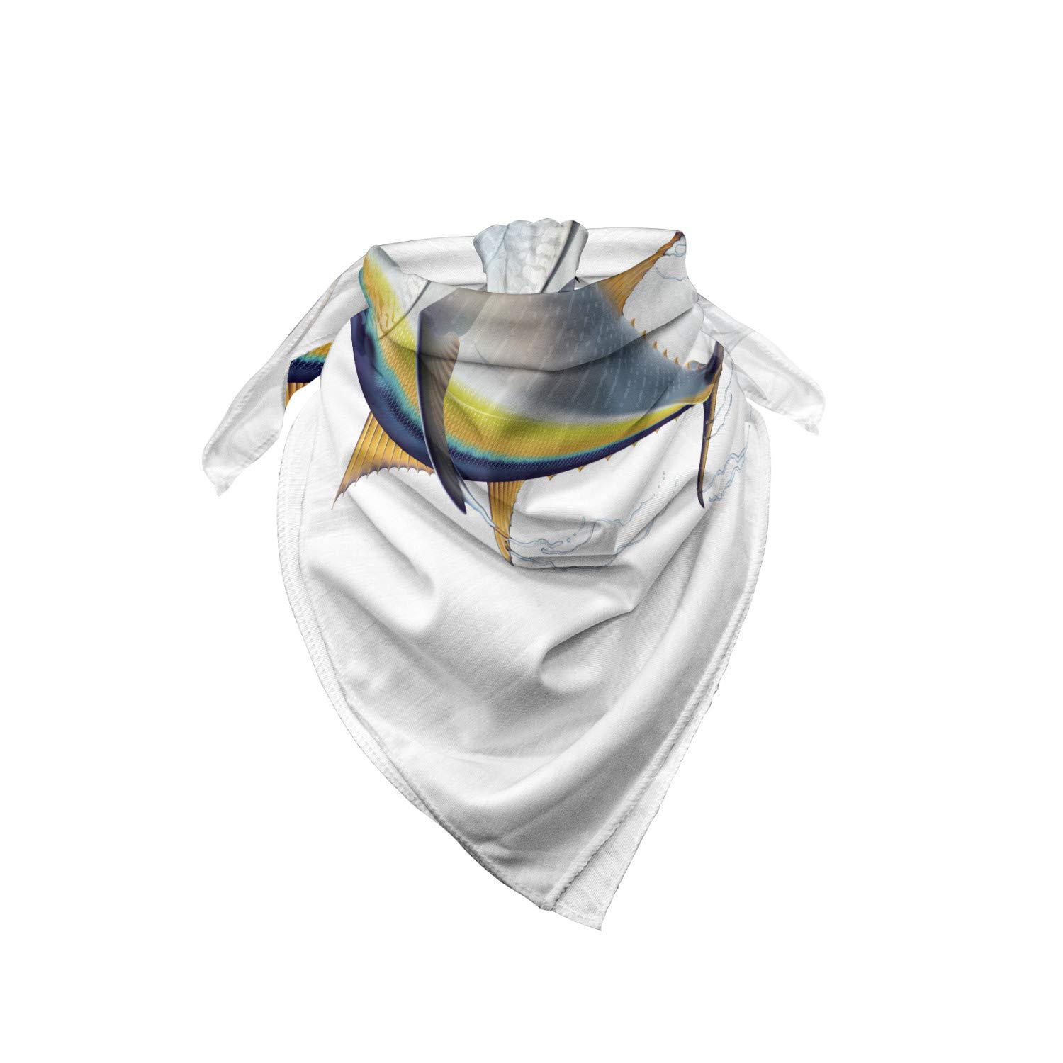 Ambesonne Realistic Yellowfin Tuna Fish Bandana - Unisex Head Scarf & Neck Tie for Fishing, Beach, Outdoor Activities & Costume Parties