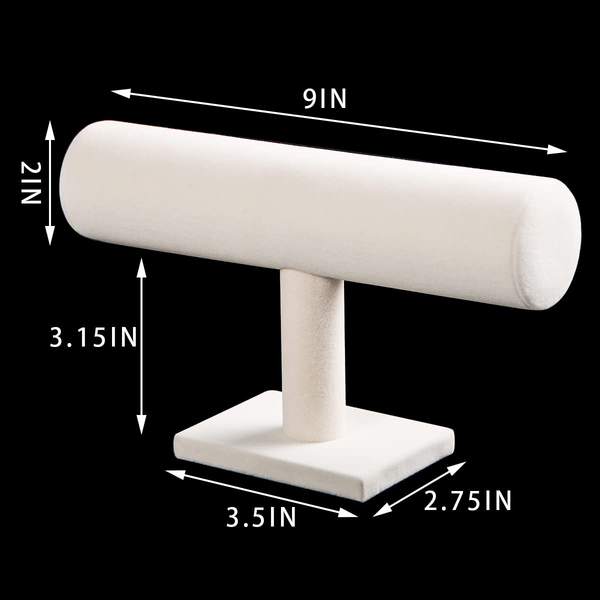 Bracelet Holder & Organizer Display Stand - Velvet T-Bar Jewelry Stand for Retail & Boutique (Beige) | Perfect for Store Displays, Jewelry Shows & Home Organization