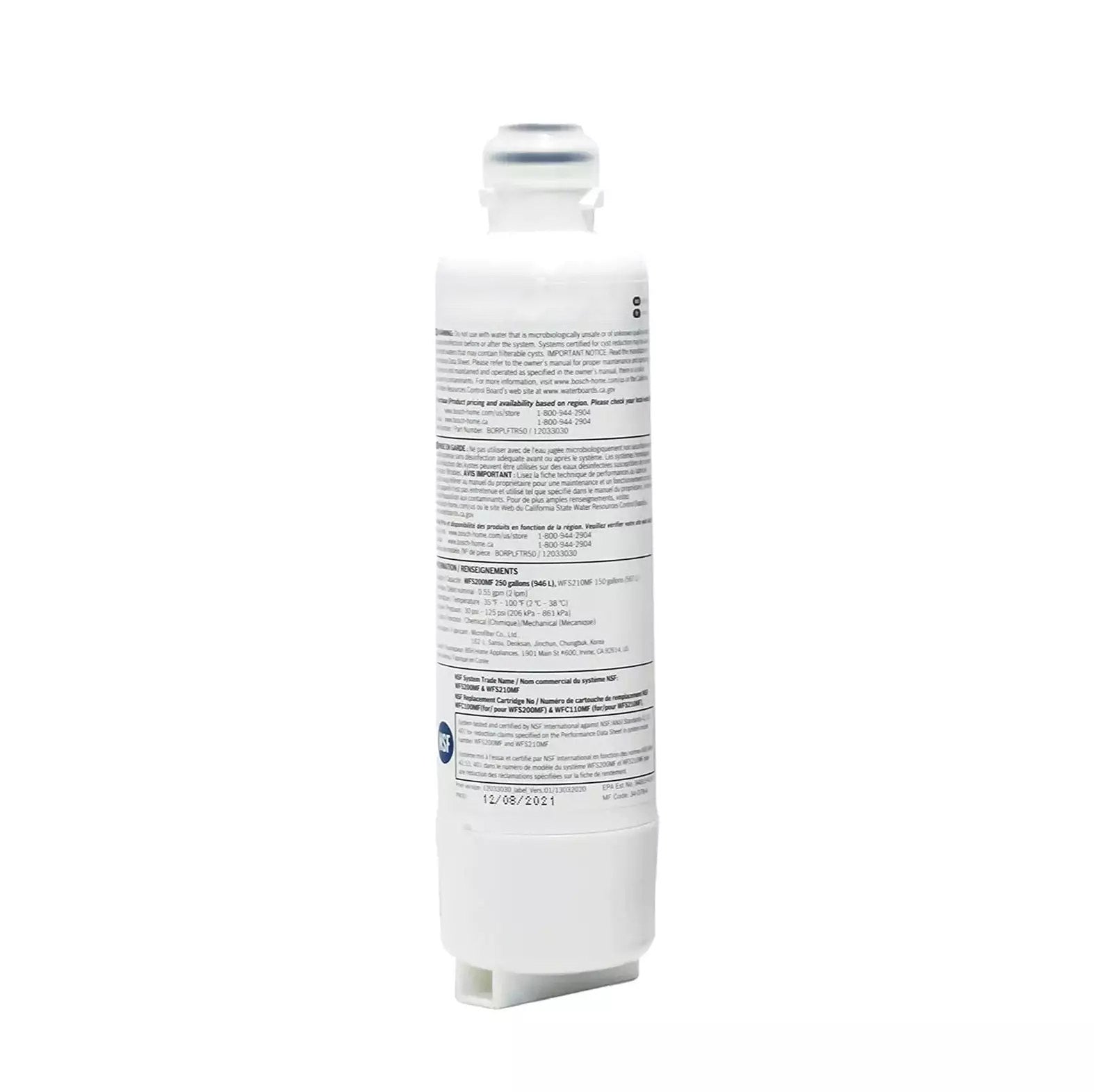 2-Pack Blue Ripple Replacement Water Filters for Bosch Ultra Clarity Pro (BORPLFTR50) - Compatible with Dishwashers, Refrigerators & Home Water Filtration Systems