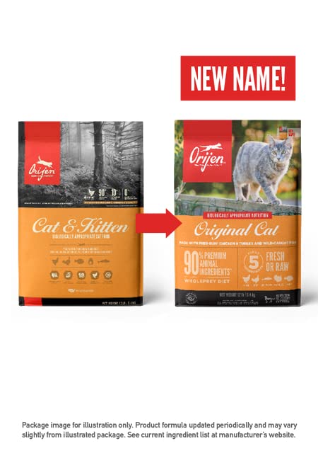Orijen Grain-Free Dry Cat & Kitten Food - 2 Pack (4 lbs Each) | High-Protein, Natural Ingredients | Made in USA | Perfect for Indoor Cats & Growing Kittens