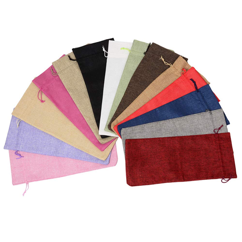 10Pcs Reusable Burlap Wine Bottle Gift Bags with Drawstrings - 750ml Mixed Color for Holiday, Wedding, Party, Birthday, Travel & Blind Tasting - Perfect for Gifting, Home Storage & Wine Events
