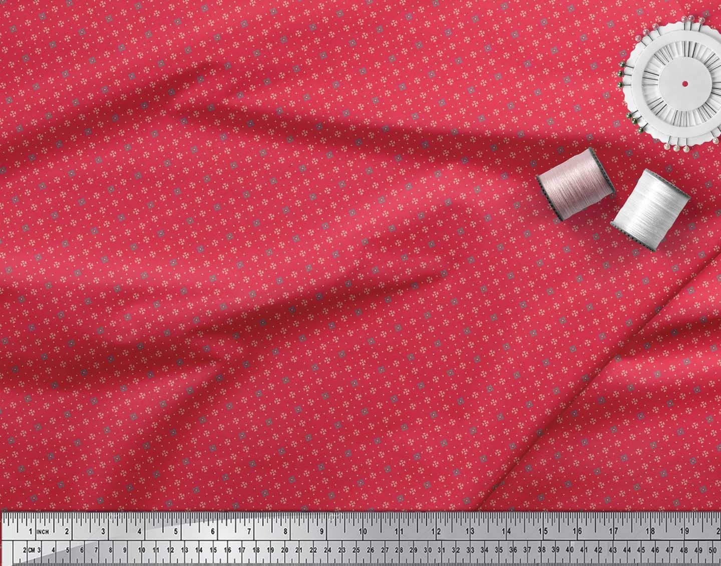 Soimoi Moss Georgette Brown Fabric by The Yard - 42 Inch Wide Printed Fabric with Playful Dot & Heart Small Print for DIY Dresses, Curtains & Home Decor Projects