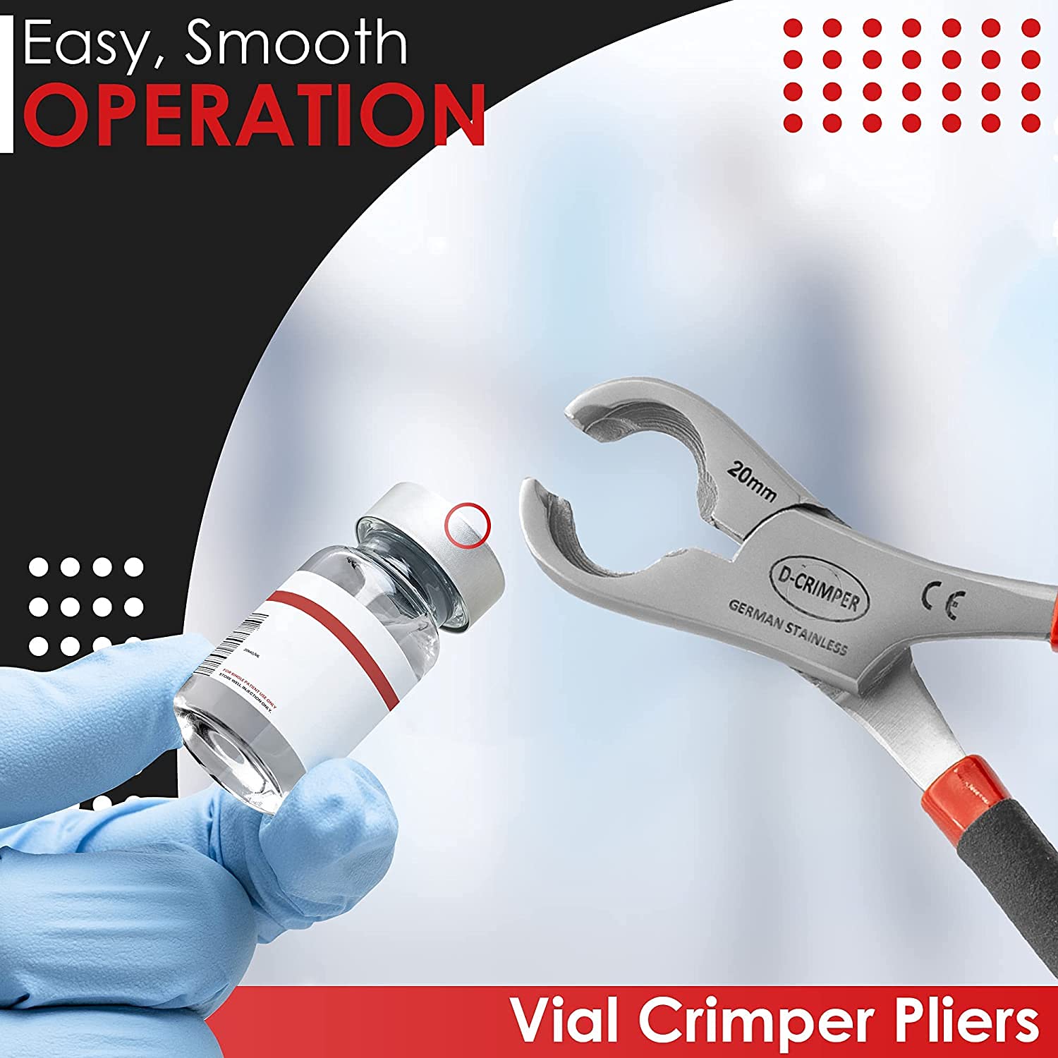 Vial Crimper Pliers - 20mm Aluminum Sealing Tool for Vials & Bottles (5 Pack) - Ideal for Pharmacy, Lab, and DIY Essential Oil Bottling