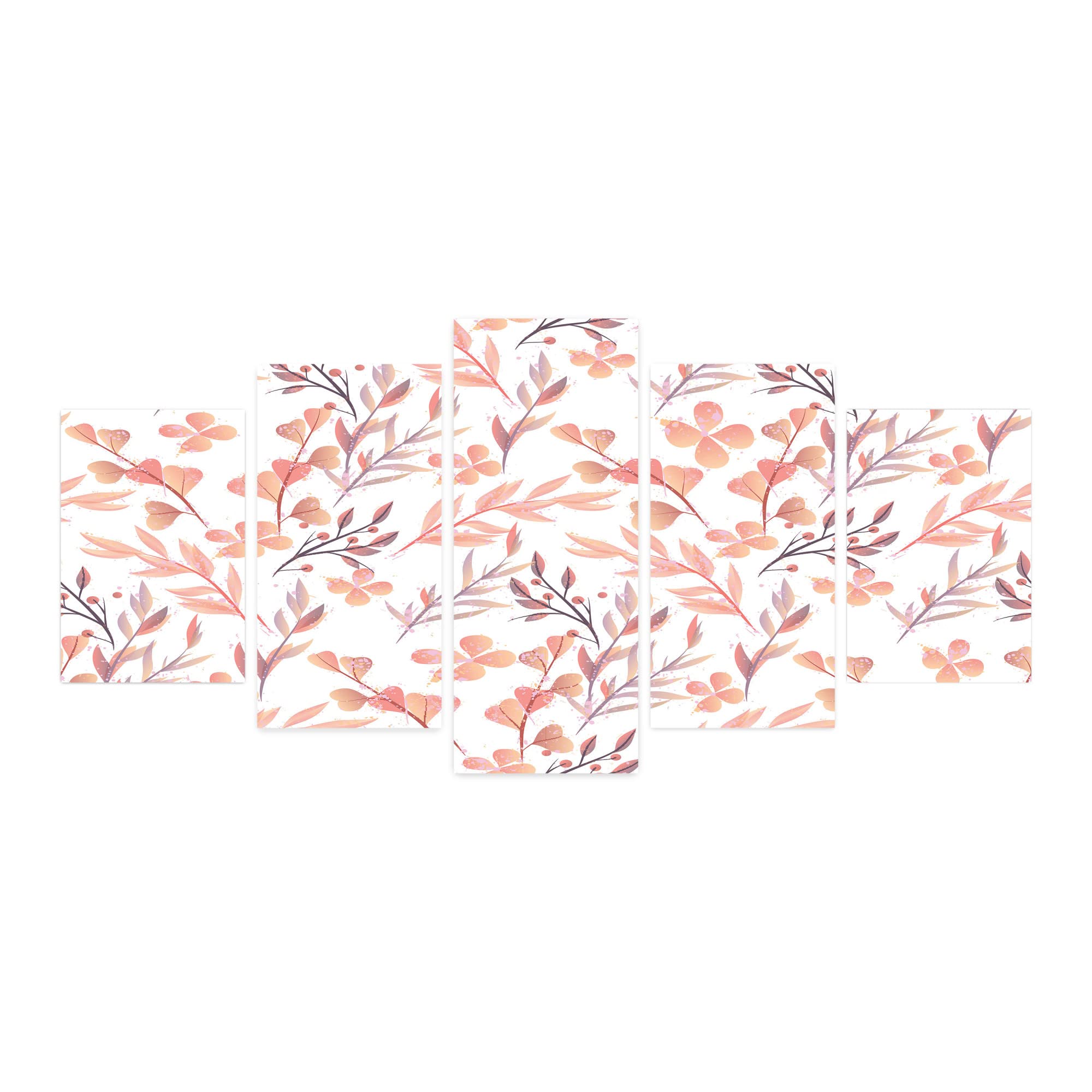 Ambesonne Floral 5-Panel Acrylic Glass Wall Art Decor - Peach Feminine Retro Flower Design with Natural Repeat Pattern, 60x30 Inches - Perfect for Living Room, Bedroom & Dorm Decor | Vintage Chic Home Accent for Boho & Farmhouse Style Interiors