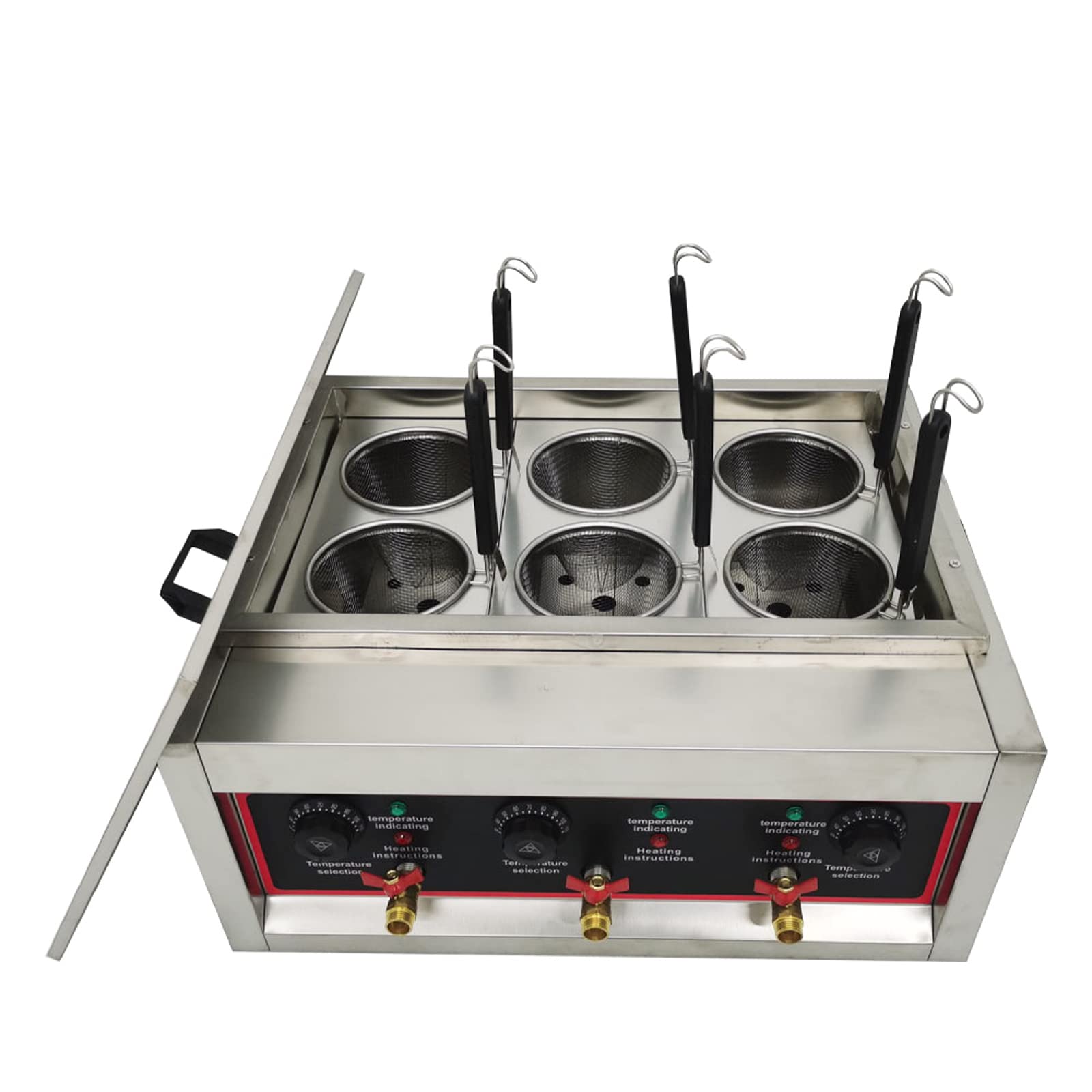 Commercial 6-Hole Electric Pasta Cooker Machine 220V - Adjustable Temperature Noodle & Dumpling Maker with Filter for Restaurants, Snack Shops - Perfect for Italian Cuisine, Asian Noodles & Fast Food Preparation