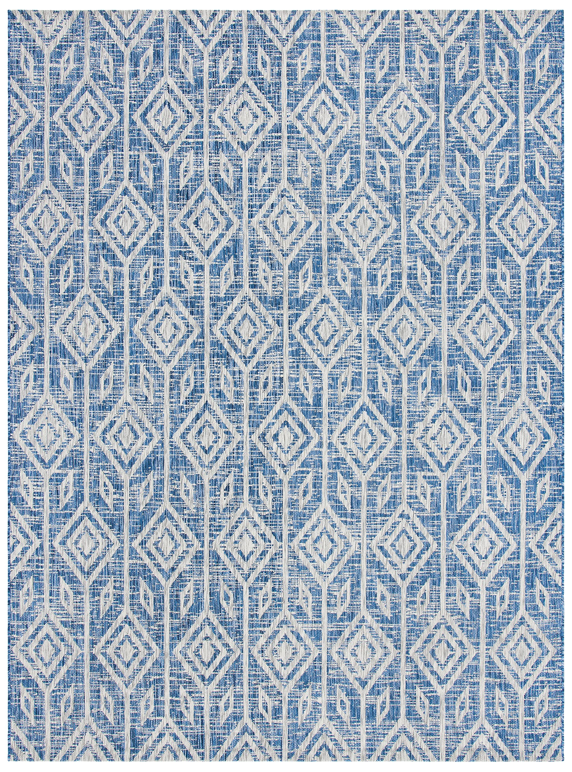 SAFAVIEH Courtyard Collection 9' x 12' Navy/Grey Indoor Outdoor Rug - Waterproof, Easy Clean, Non-Slip - Perfect for Patio, Backyard, Mudroom & High Traffic Areas
