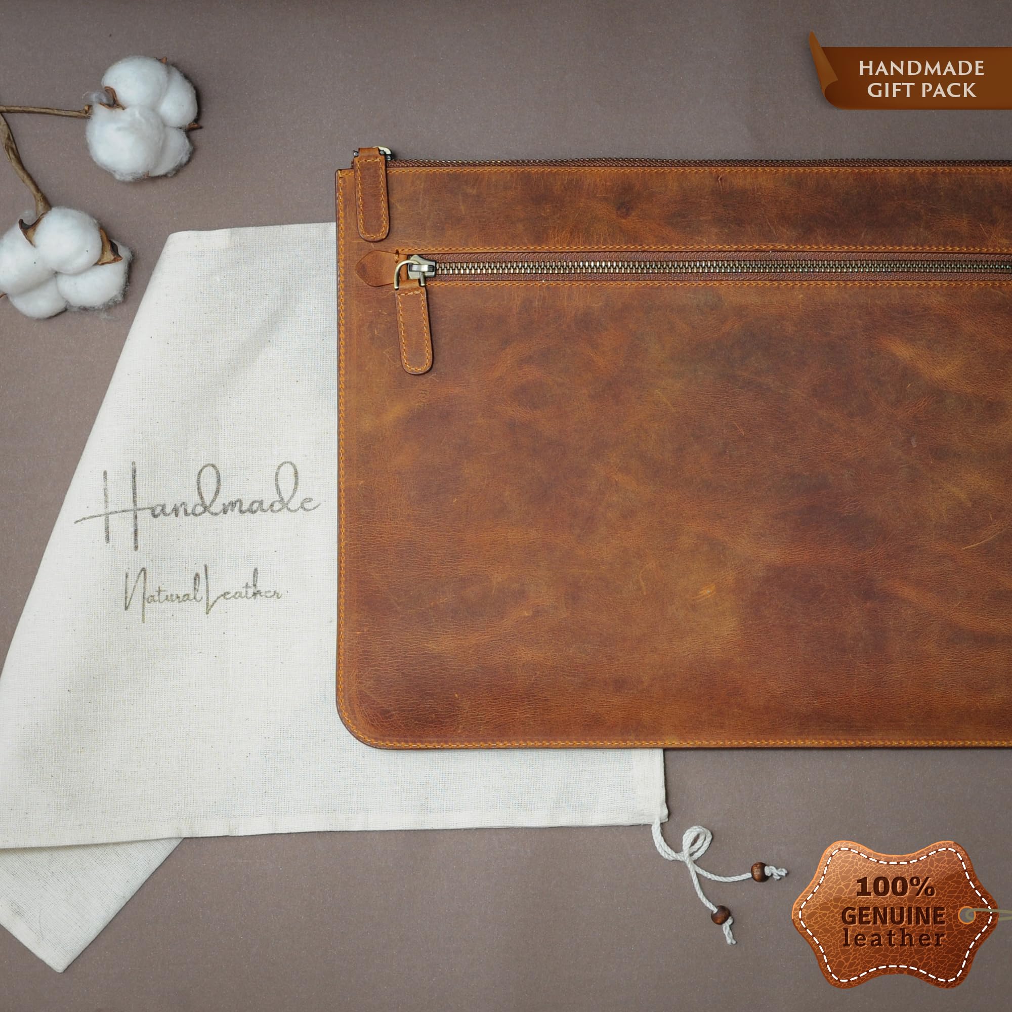 Handmade Genuine Leather MacBook Sleeve Case for MacBook Air 13/15 & Pro 14/13.3 inch - Slim Fit Protective Laptop Cover with Personalization Option in Camel Brown | Perfect for Work, Travel & School Accessories