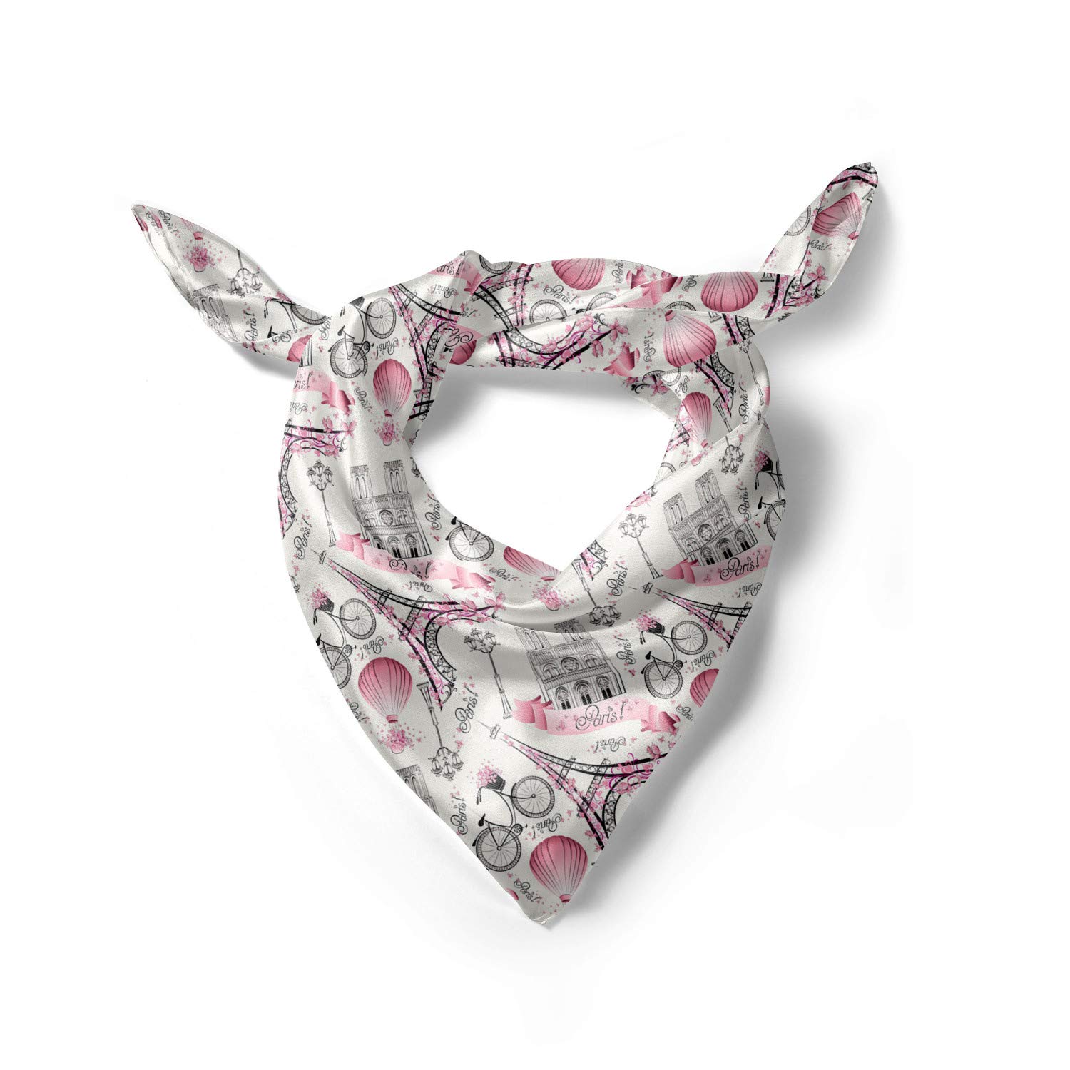 Ambesonne Parisian Floral Eiffel Tower Head Scarf - Fashionable Hair Wrap for Women - Perfect for Travel, Beach, and Everyday Stylish Accessories
