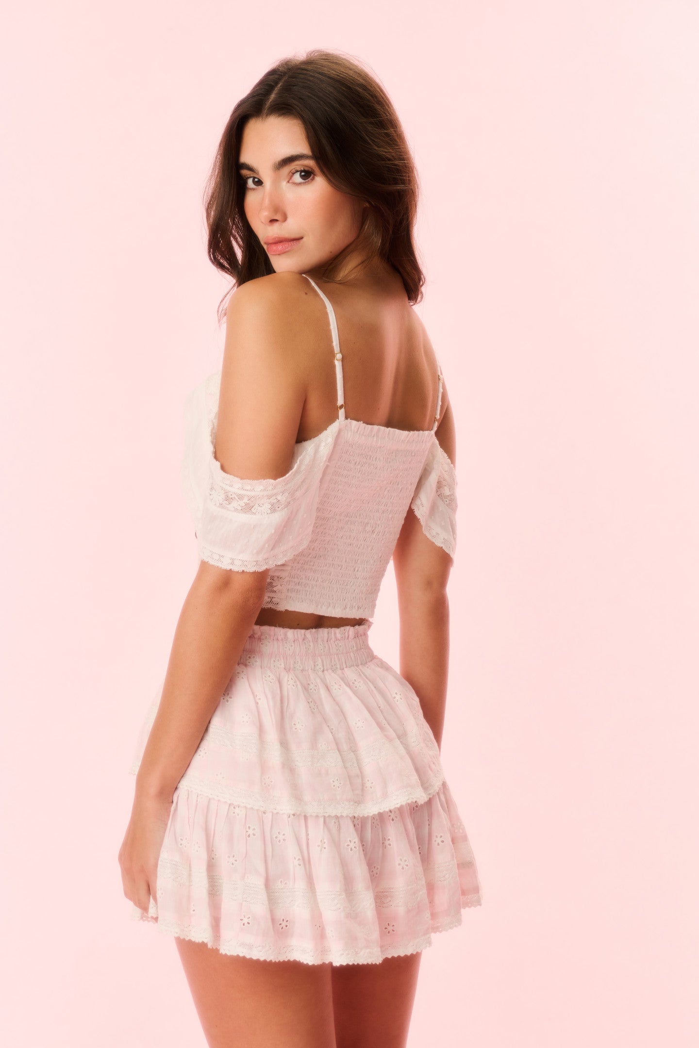 Ruffle Mini Gingham Eyelet Skirt for Women - Summer Floral Print A-Line Skirt | Perfect for Beach, Vacation & Casual Outfits