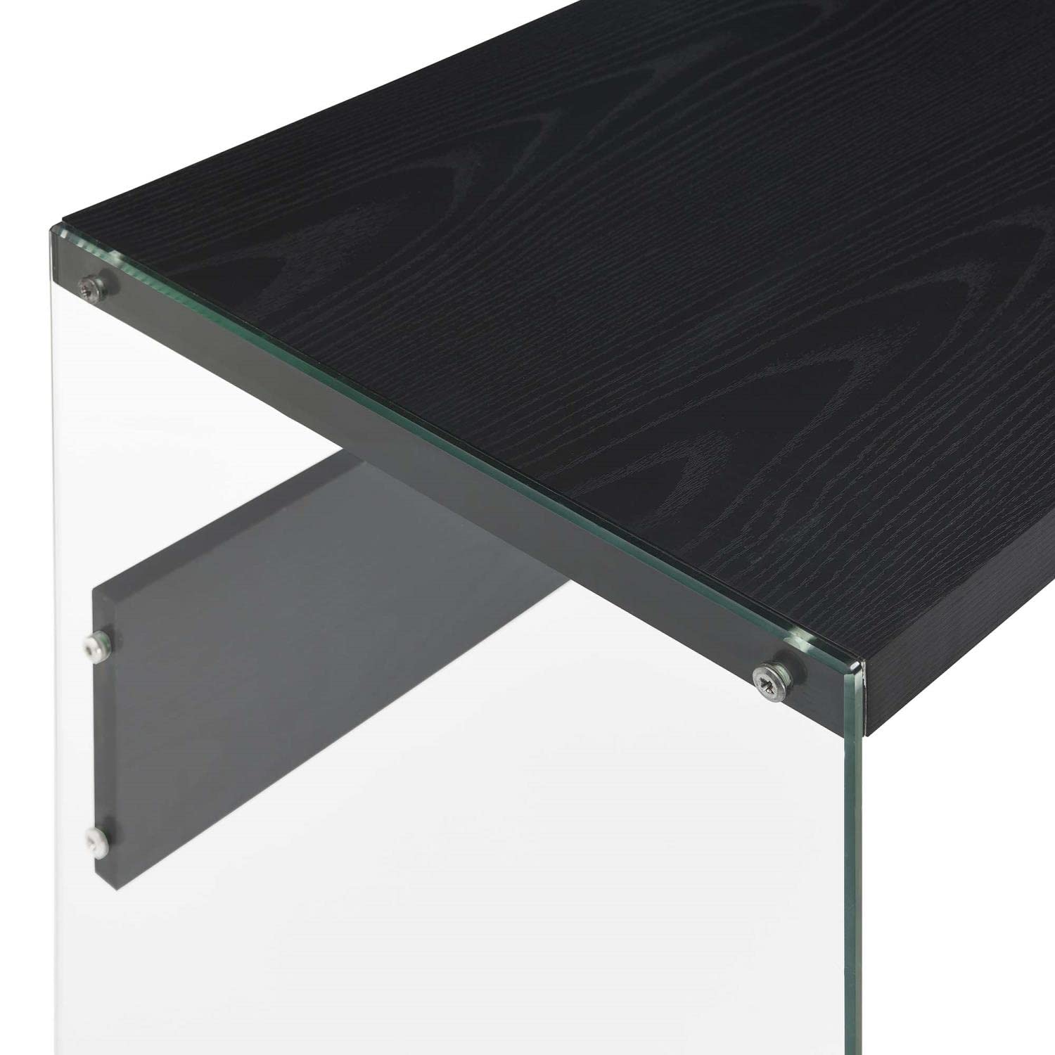 Modern Glass Console Table & Desk - Black Frame with Tempered Glass Top - Perfect for Entryway, Living Room, or Home Office Decor