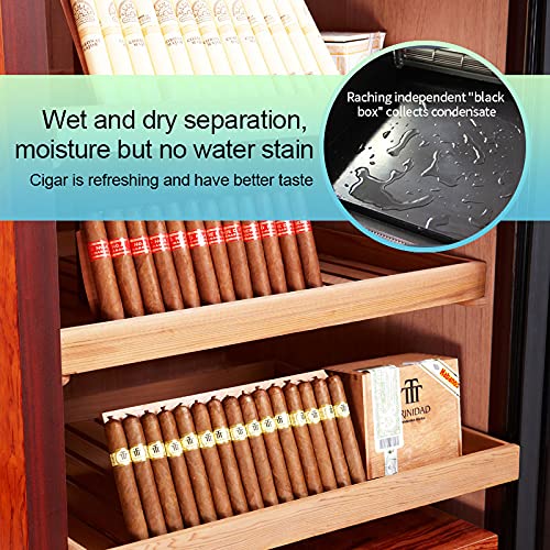 Premium 230L Cigar Humidor Cabinet with Climate Control System - Wood Frame Cigar Cooler with 5 Canadian Cedar Trays, Constant Temperature & Humidity for Cigar Storage - Elegant Piano Black Finish - Perfect for Home, Office, or Cigar Lounge Collection Display