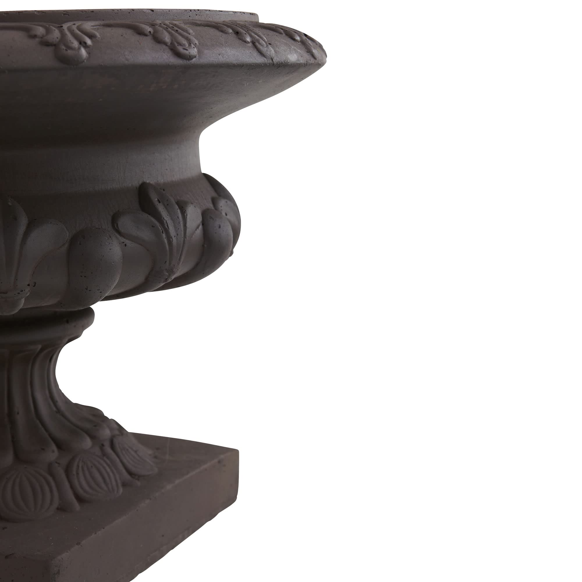 Nearly Natural 12.5 Inch Decorative Iron Finish Urn Planter - Indoor Outdoor Flower Pot Container in Gray for Patio, Garden, or Home Décor