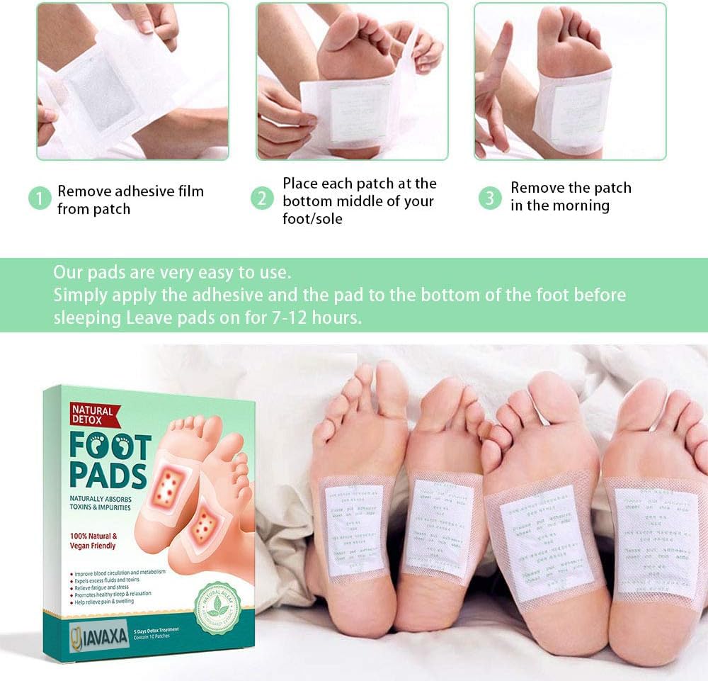 Natural Detox Foot Pads for Stress Relief & Better Sleep - Ginger Infused Pain-Free Foot Patches to Remove Toxins, 10-Pad Body Cleansing Kit - Perfect for Relaxation After Work or Before Bedtime