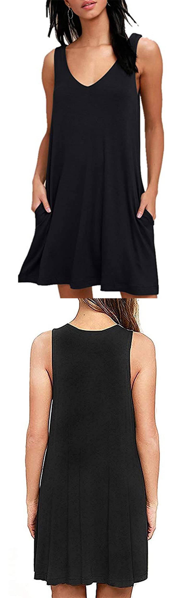 Jess Flowy Sleeveless Knee-Length Summer Dress for Women with Pockets - Lightweight Casual Sundress for Beach, Vacation & Outdoor Activities