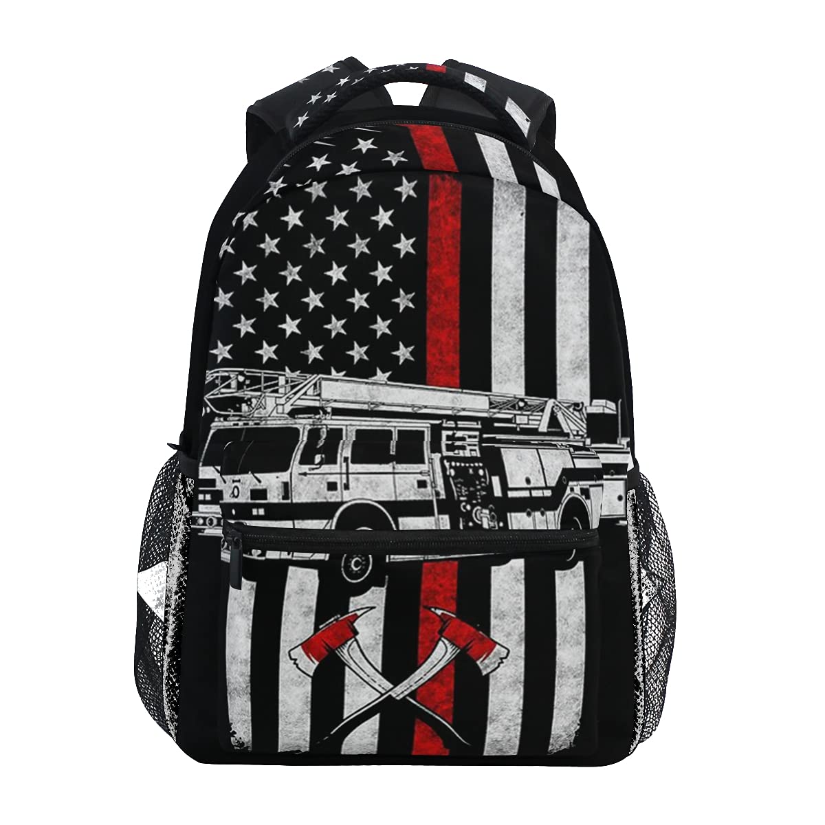 Firefighter Flag Backpack - Durable Travel Laptop Daypack for School, Work & Outdoor Adventures - Water-Resistant Book Bag for Teens, Men & Women - Perfect for Commuting, Hiking & Daily Use