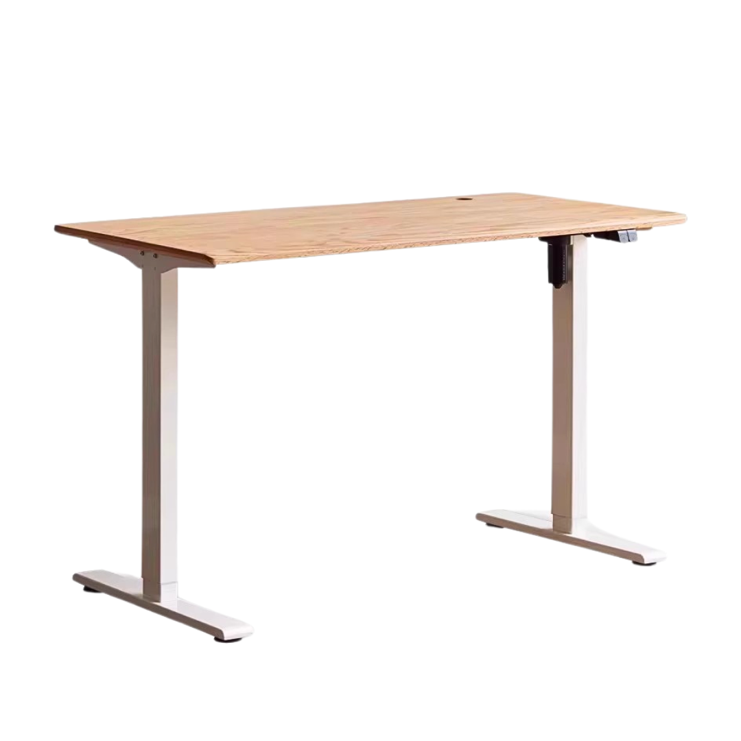 Premium Solid Oak & Black Walnut Electric Height Adjustable Standing Desk - Ergonomic Home Office Workstation for Remote Work & Study