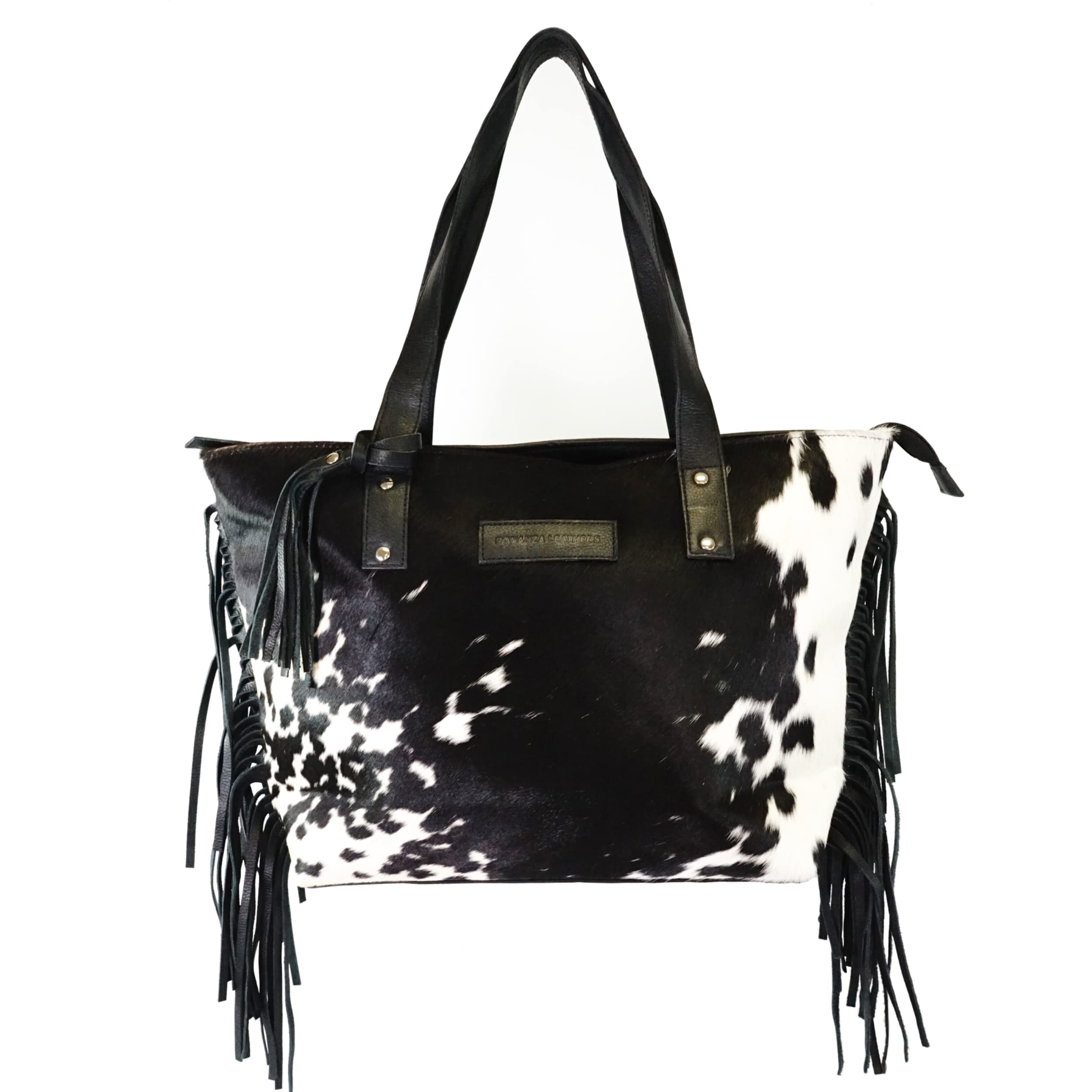 Bonanza Genuine Cowhide Leather Large Shoulder Bag for Women with Fringe & Zipper Closure H505C - Perfect for Work, Travel & Everyday Use