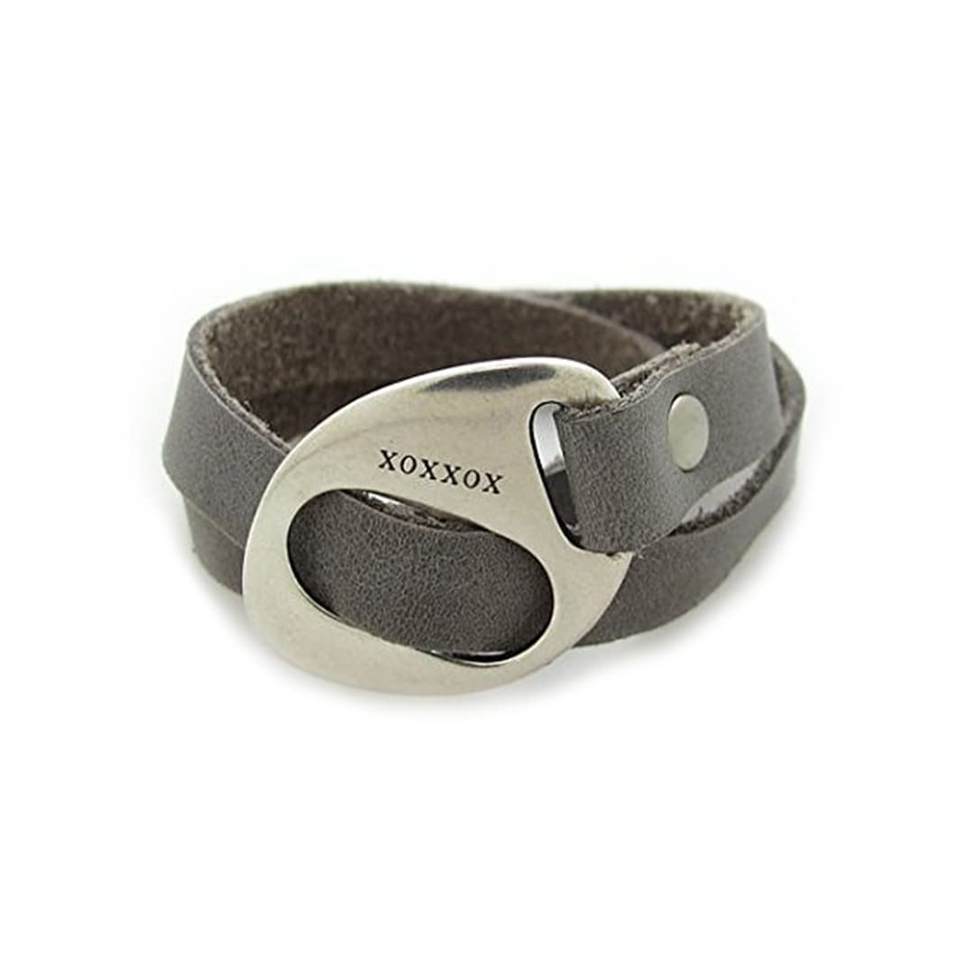 Men's Gray Leather Wrap Bracelet - Unisex Adjustable ID Bracelet - Personalized Engraved Jewelry Gift for Him - Perfect for Casual Wear, Date Nights & Gifts