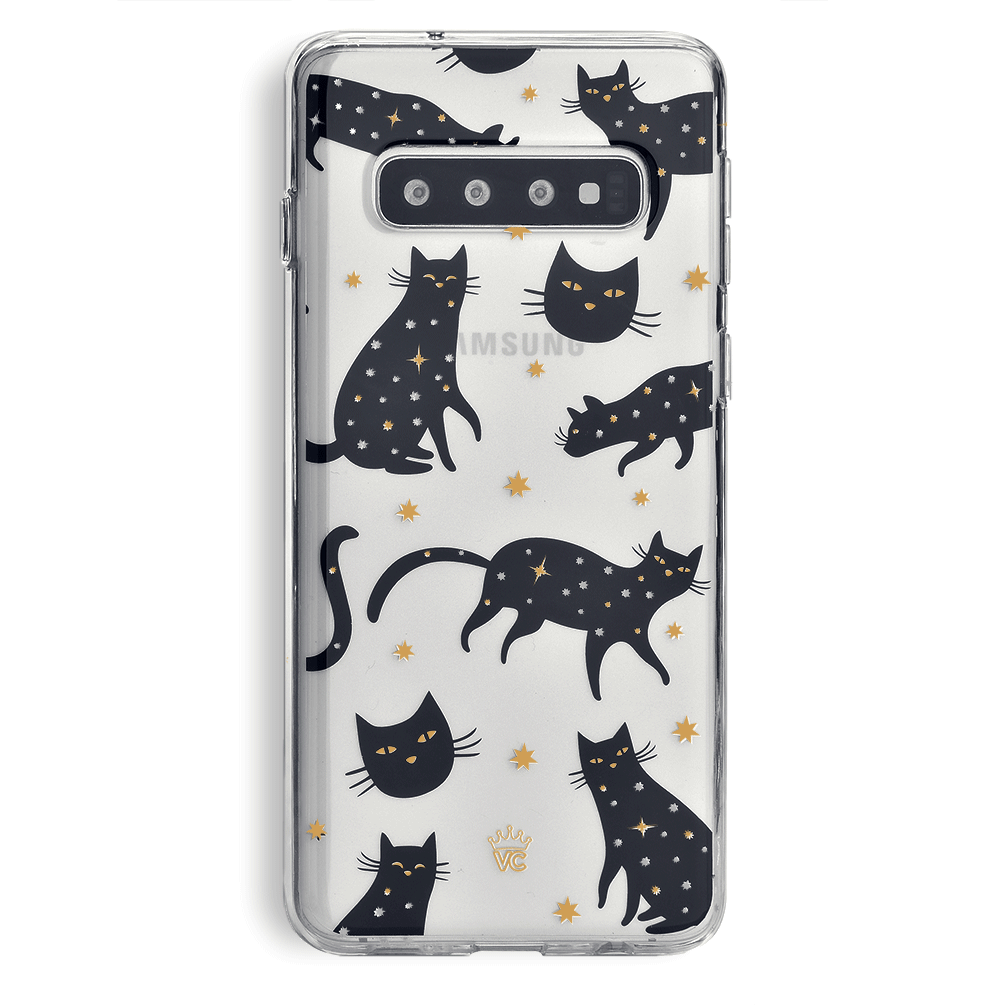 Black Cat Clear Samsung Galaxy Case - Slim Protective Phone Cover for Galaxy S21/S22/S23 - Perfect for Everyday Use & Gift Giving
