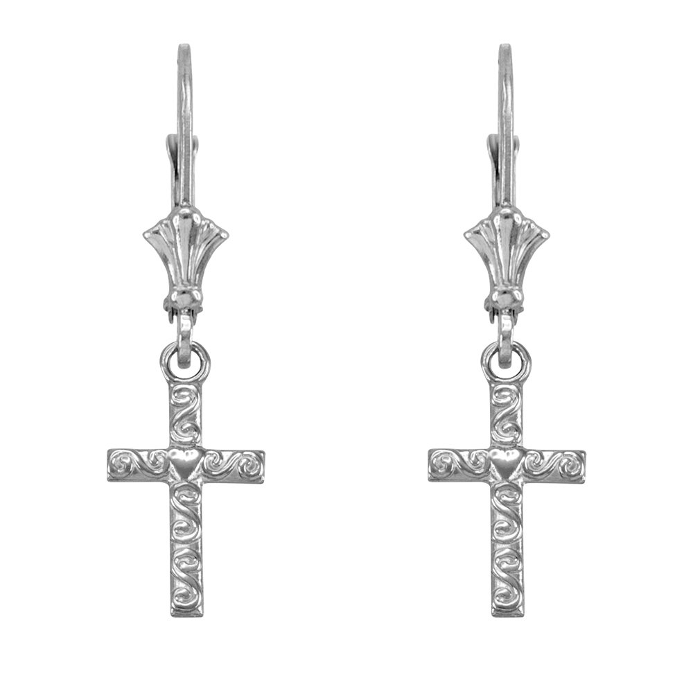 Twirl Heart Cross Dangle Earrings - 925 Sterling Silver Jewelry for Women | Perfect for Valentine's Day, Anniversary Gifts & Everyday Wear