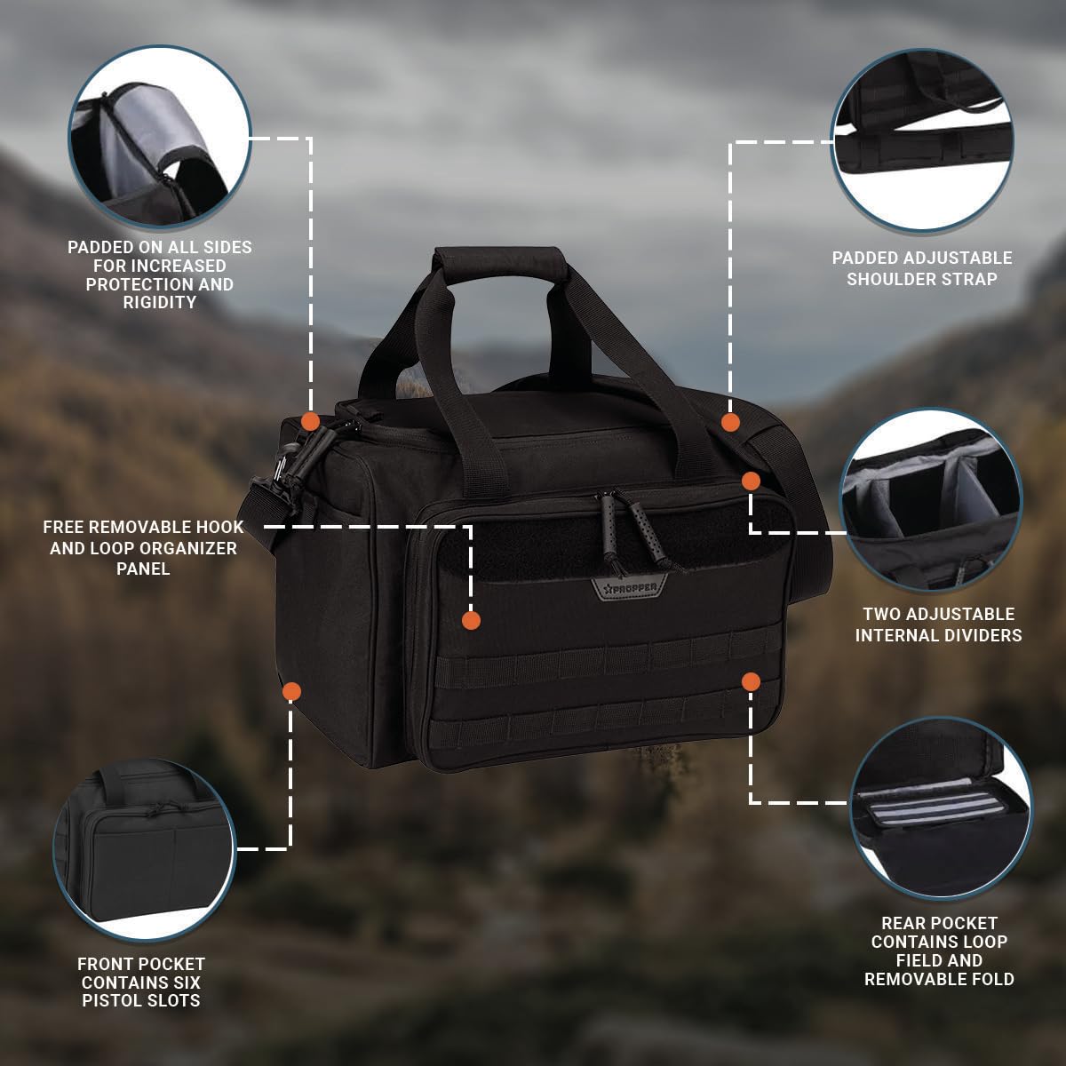 Propper Tactical Range Bag Organizer - Durable Shooting Range Gear for Pistol & Rifle Accessories | Perfect for Gun Range, Hunting & Outdoor Training