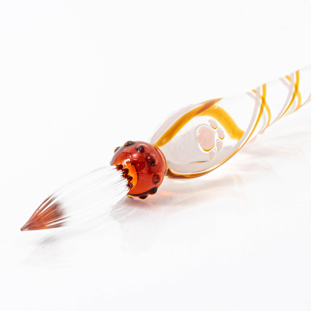 Brown Tabby Cat Glass Dip Pen - Calligraphy & Art Writing Tool for Journaling, Sketching, and Lettering - Perfect for Artists, Writers, and Stationery Lovers