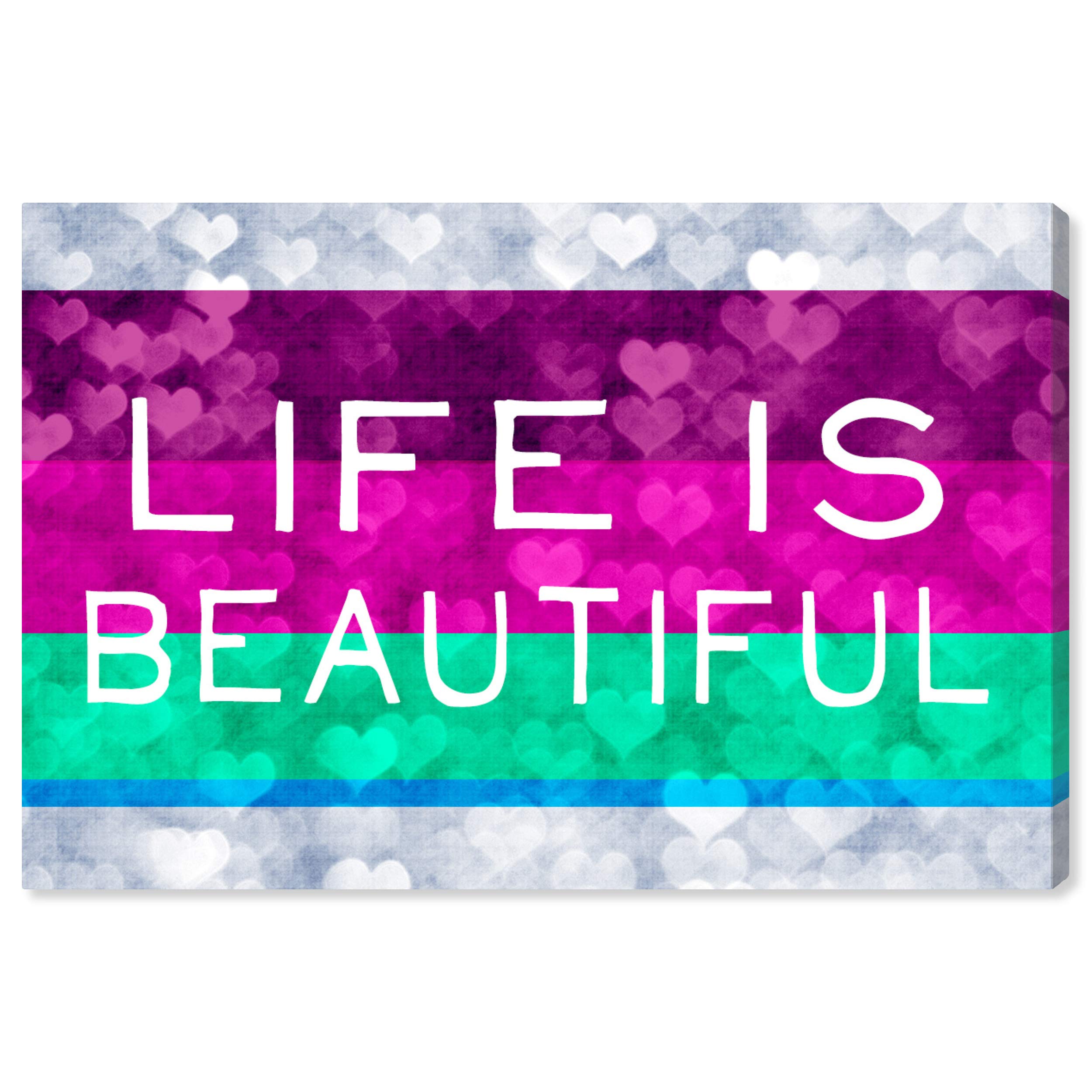 Beautiful Stripes Typography Wall Art Canvas Print - 30x20 Inches Purple & Green Home Decor by Oliver Gal Artist Co. | Perfect for Living Room, Bedroom & Office Decor
