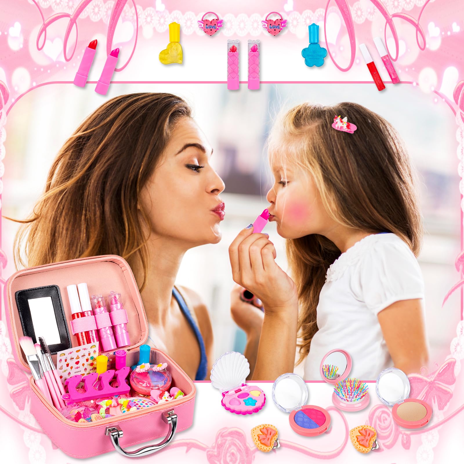 Beeyouk Kids Makeup Set - Princess Toy for Girls 3-9 Years - Washable & Safe for Playtime