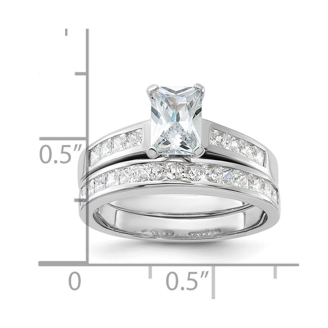 925 Sterling Silver Polished 2 Piece CZ Cubic Zirconia Simulated Diamond Wedding Ring Set for Women - Elegant Bridal Jewelry for Engagement, Anniversary & Special Occasions
