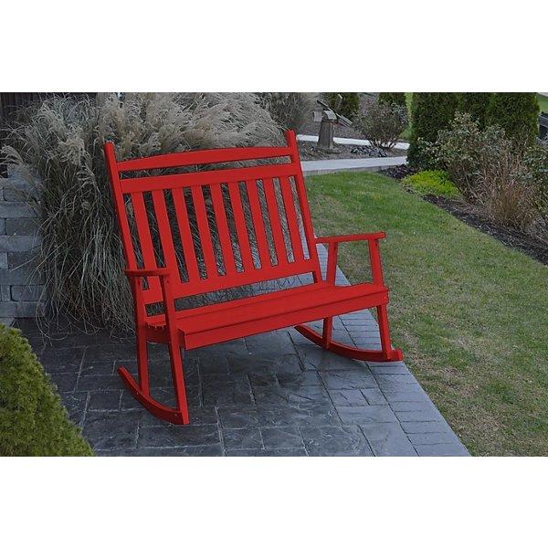 Premium Yellow Pine Double Classic Porch Rocker - Comfortable Outdoor Rocking Chair for Patio, Garden & Front Porch Relaxation