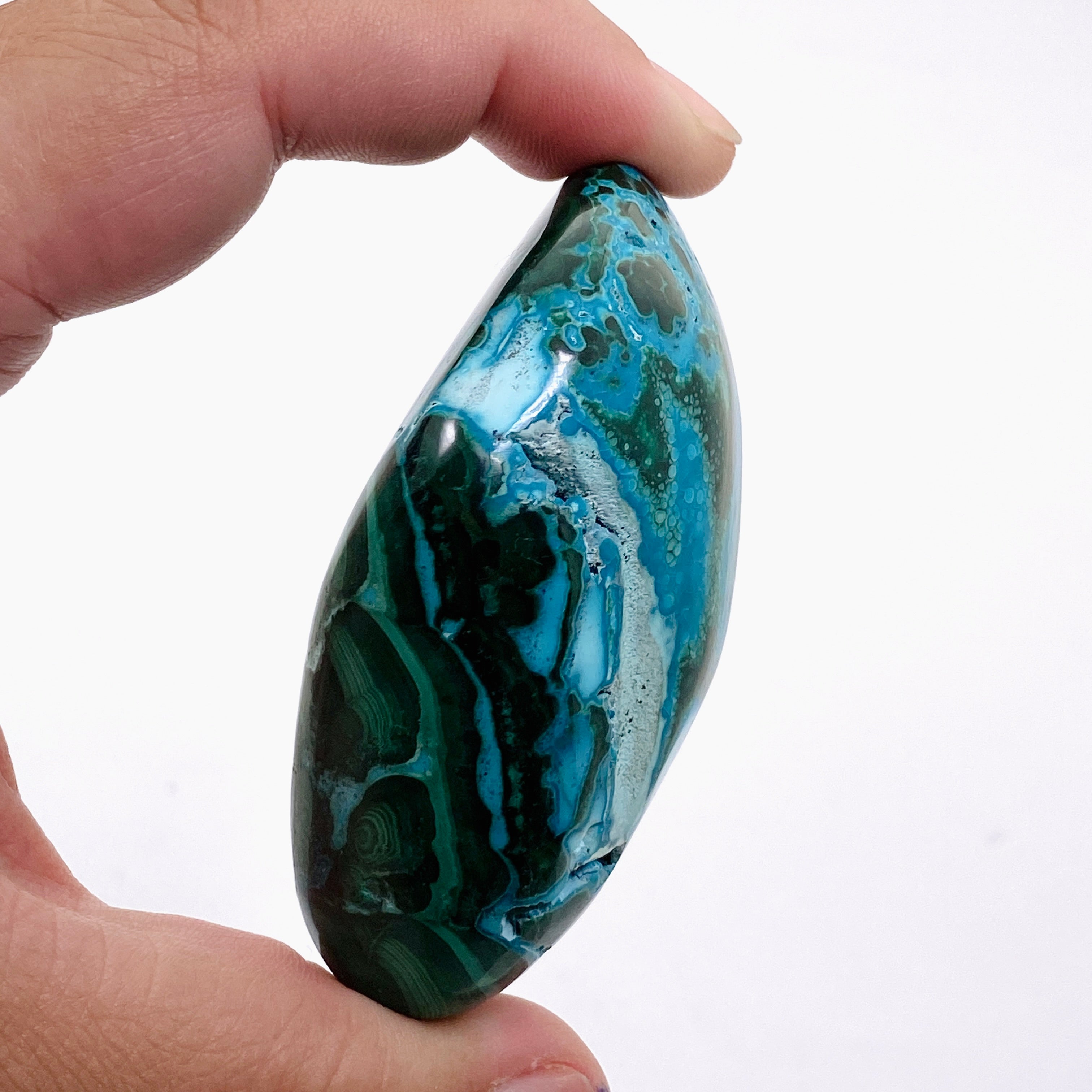 Natural Malachite and Chrysocolla Polished Freeform Stone - Congo CR3750 | Healing Crystal for Meditation, Jewelry Making & Home Decor
