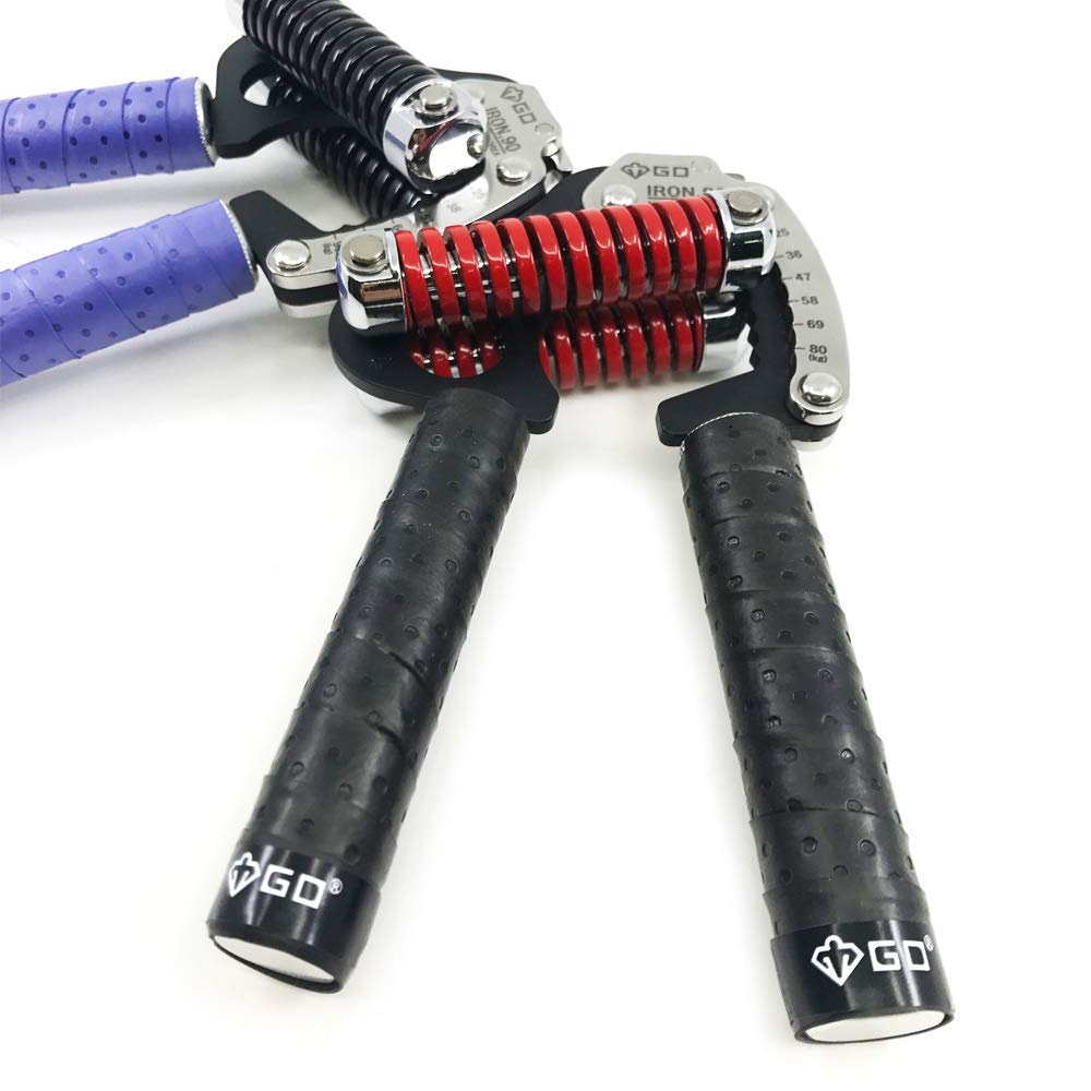 GD Adjustable Hand Grip Strengthener - Iron Grip 80 (55-176 lb) with Black Grip Tape - Wrist & Forearm Trainer for Strength Training, Home Gym, Office, and Rehabilitation Workouts