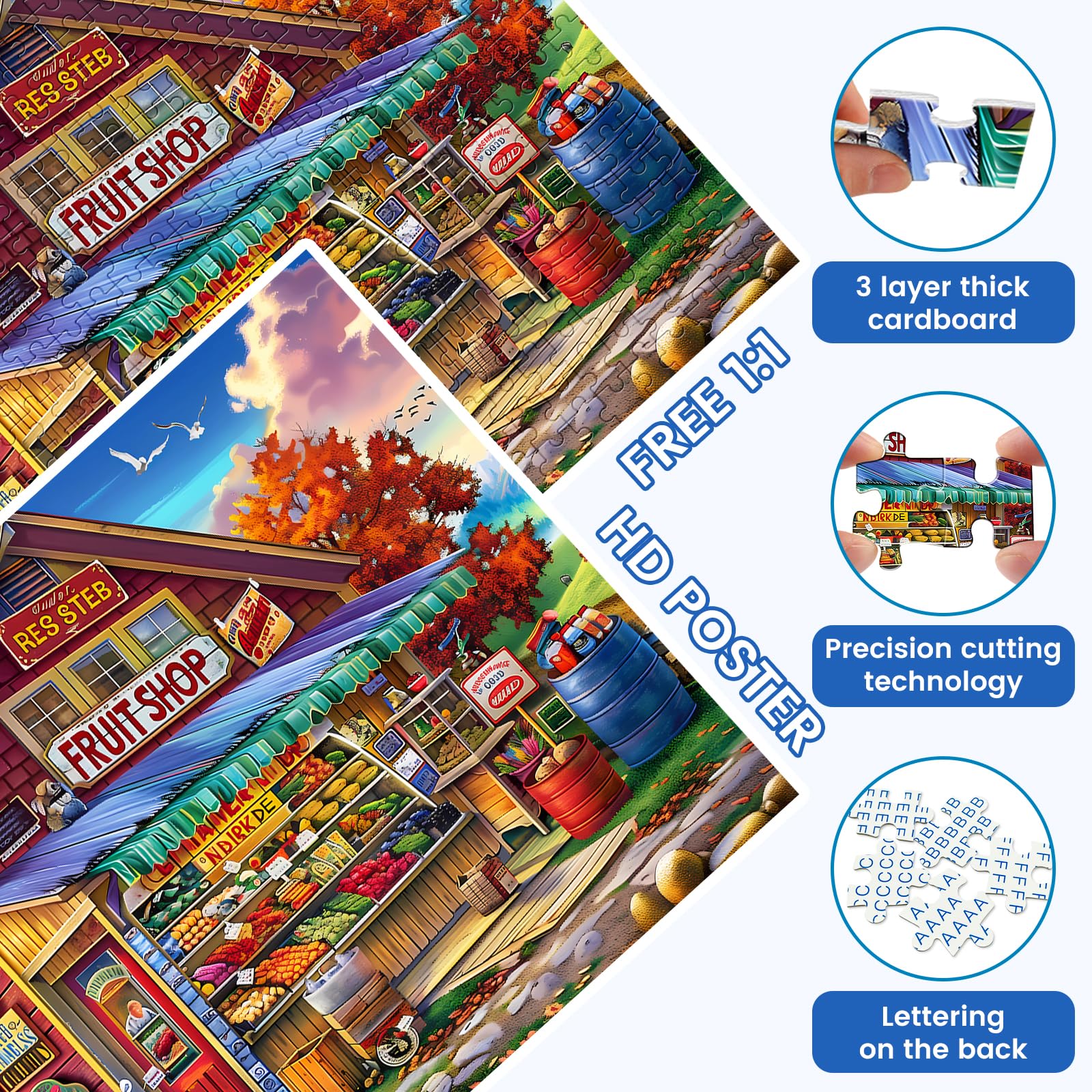 500-Piece Jigsaw Puzzle for Adults & Kids - Country Store Landscape Puzzle, Fun & Challenging Family Game (20.5x15 Inches) - Perfect for Holiday Gifts, Party Activities & Relaxation Therapy