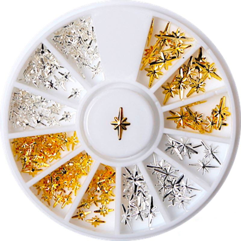 Gold & Silver Nail Art Decoration Wheels - Professional Nail Design Accessories for DIY Manicure, Salon & Home Use