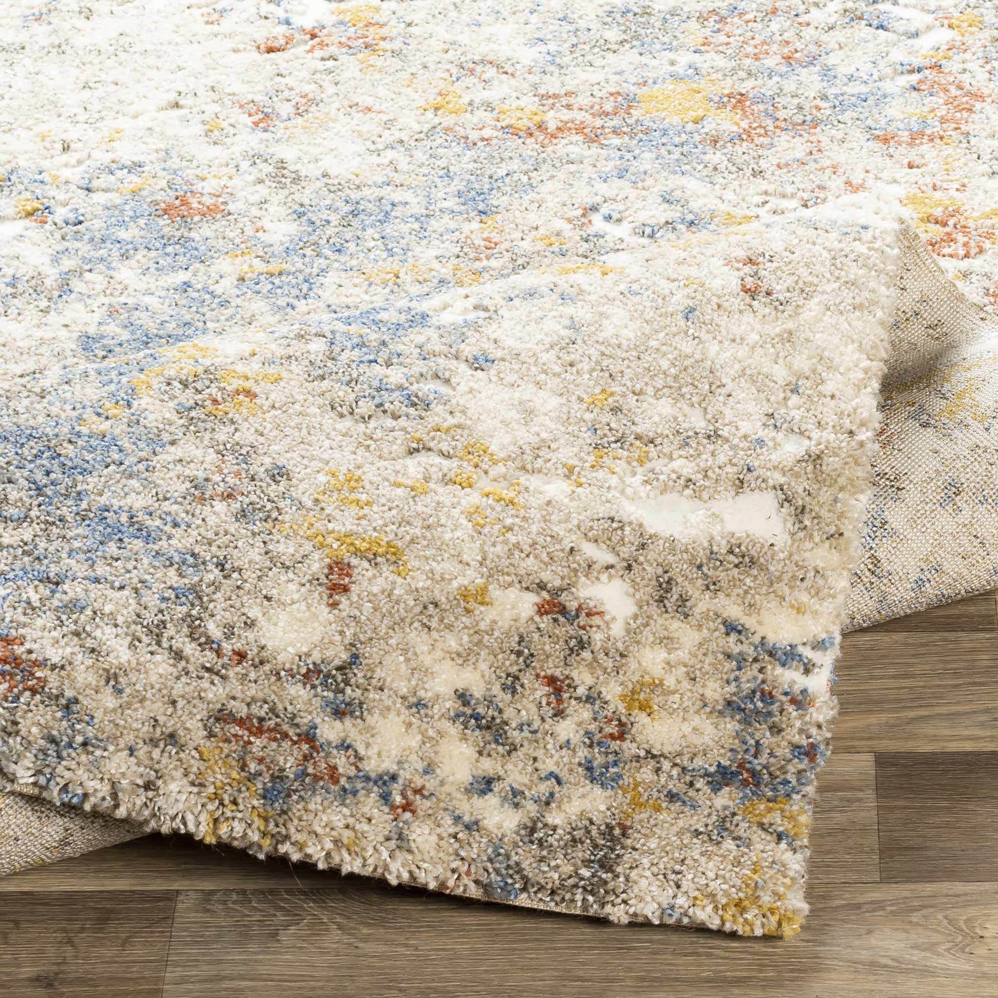 Hauteloom Laurencekirk Modern High Pile Area Rug - Soft Plush Living Room & Bedroom Carpet - Blue, Green, Gold - 2' x 3' - Perfect for Cozy Home Decor, Nursery, Dorm & Office Spaces