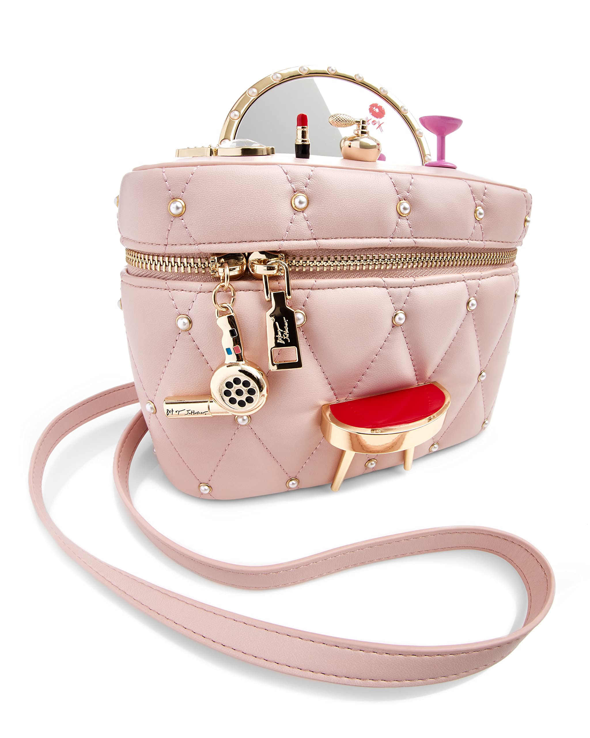 Betsey Johnson Blush Mirror Vanity Crossbody Bag - Stylish & Compact for Parties, Travel & Everyday Use