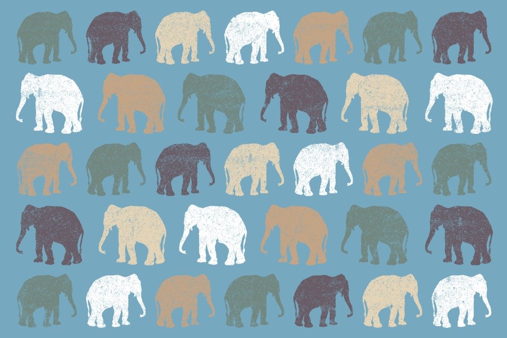 16x24 Elephant Pattern Metal Wall Art - High-Quality Aluminum Decor for Living Room, Bedroom & Office