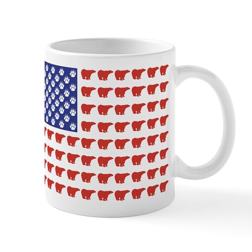 White - Polar Bear Patriotic Flag Print Mug