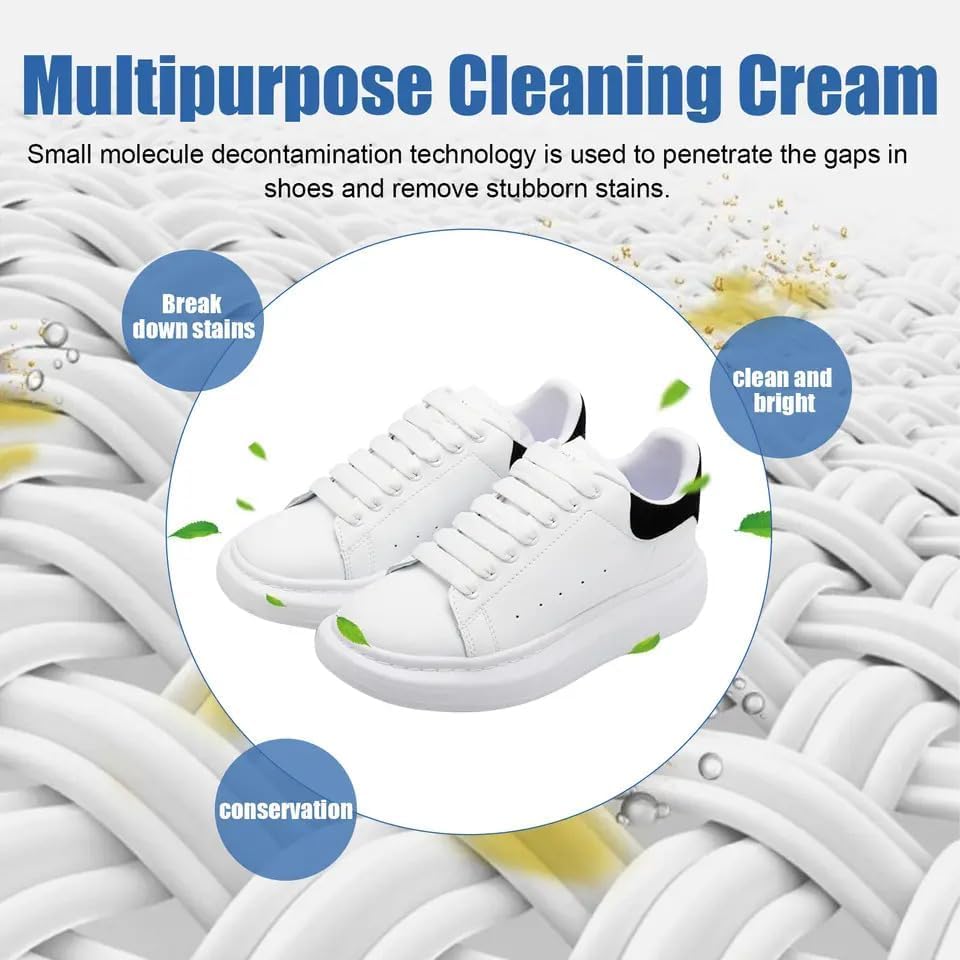 Premium White Shoe Cleaner Cream with Sponge – Instant Whitening No-Wash Cleaning Kit for Sneakers | Stain Remover & Polish for White Shoes | Perfect for Gym, Work & Everyday Wear