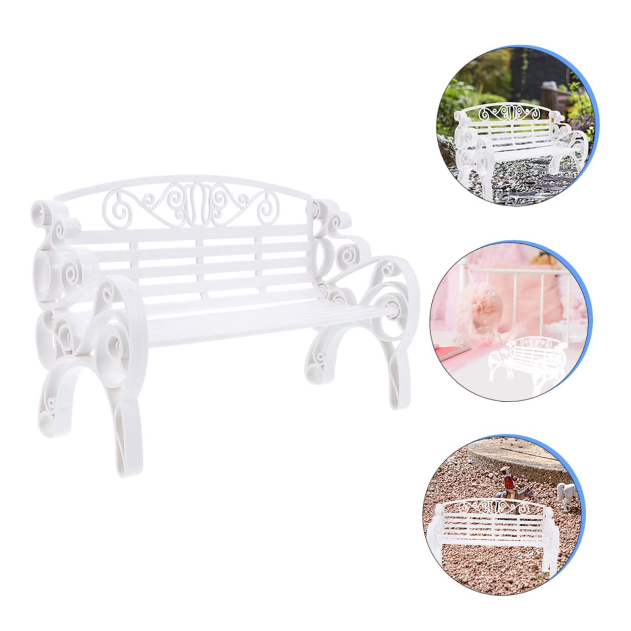 Jojofuny Dollhouse Mini Bench 2pcs - White Miniature Bench Models for Garden & Home Decor - Perfect for Dollhouses, Fairy Gardens, and DIY Miniature Scenes