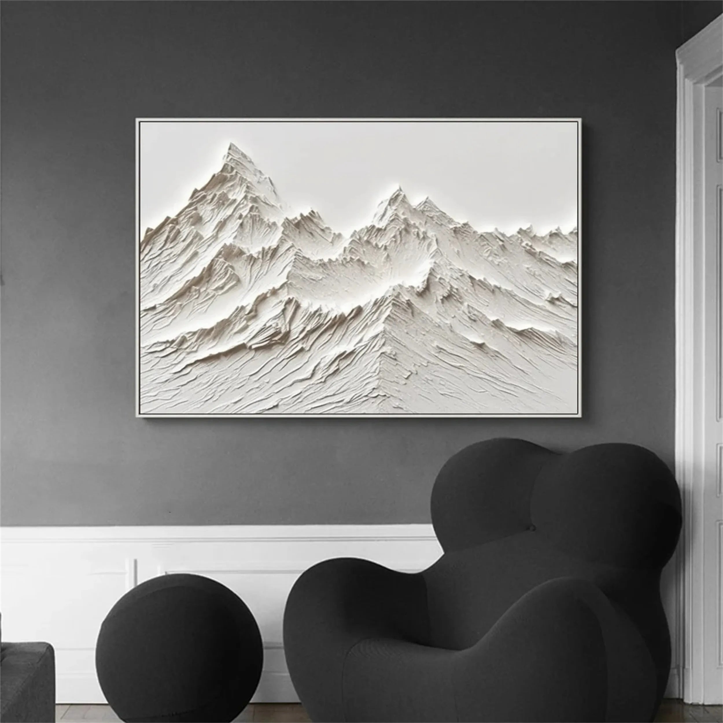 White Minimalist Textured Painting Canvas #MM239 - Premium Abstract Wall Art for Modern Home & Office Decor