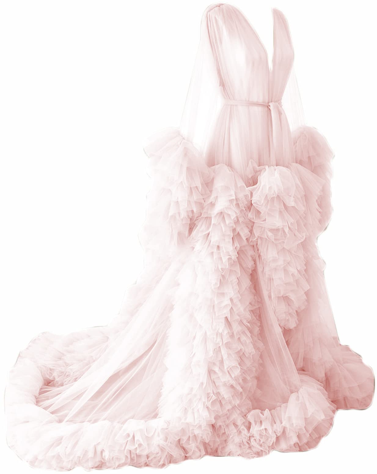 Elegant Maternity Photoshoot Dress - Long Sleeve Tulle Lace Robe for Pregnancy, Bridal & Boudoir Photography - Perfect for Baby Shower, Maternity Shoot & Romantic Occasions