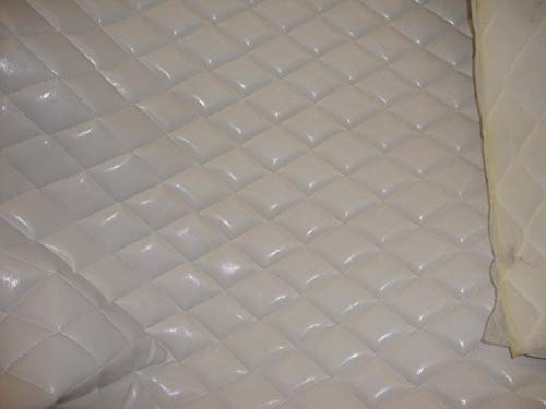 Premium Smooth Houston Diamond Quilted Faux Leather Vinyl Fabric - Foam Backed Upholstery Material for Car Seats, Sofa Repair, Headboards & Fashion Bags (White) - Perfect for DIY Home Decor & Automotive Interior Projects