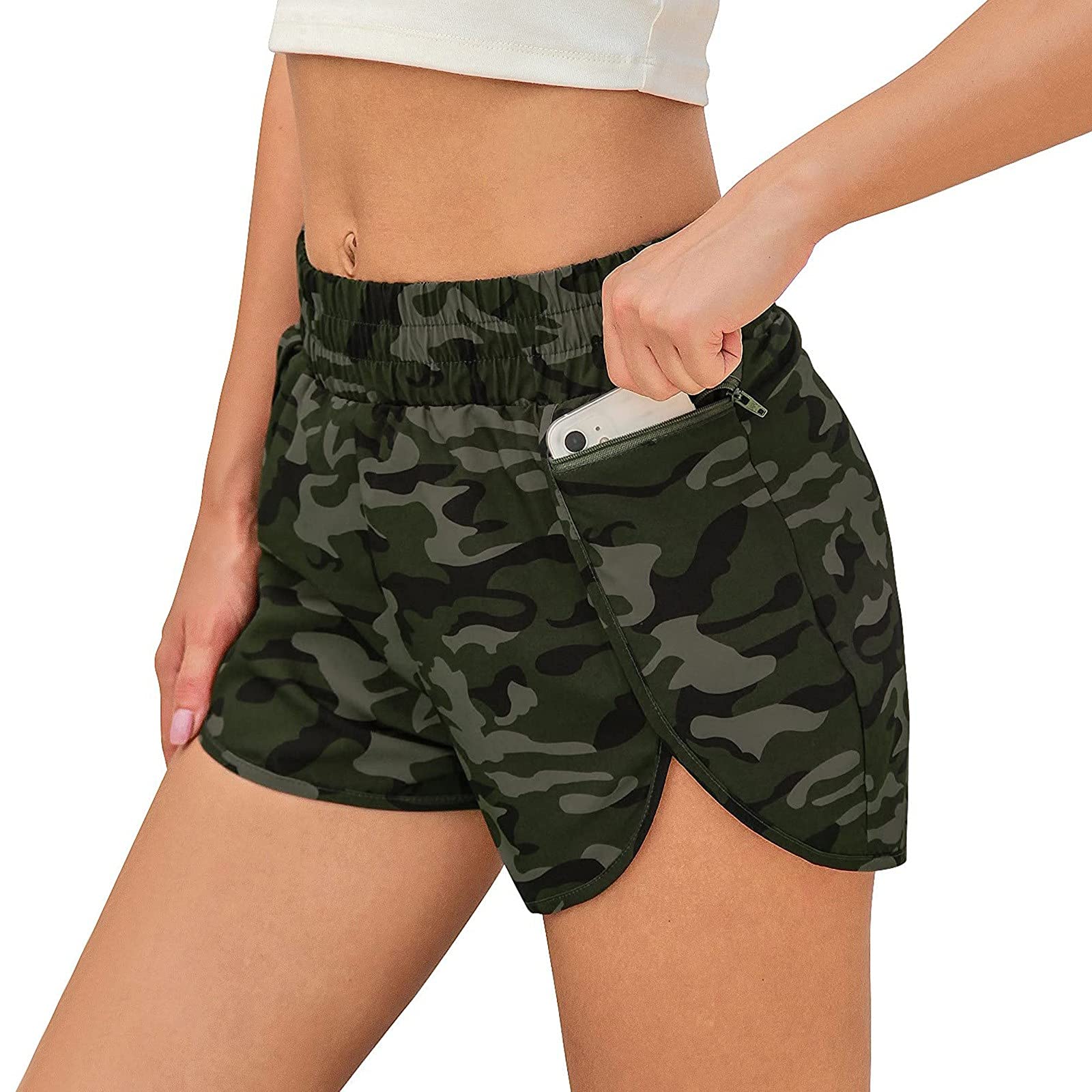 Women's Elastic Waist Shorts with Pockets - Casual Wide Leg Sport Shorts for Summer Outfits