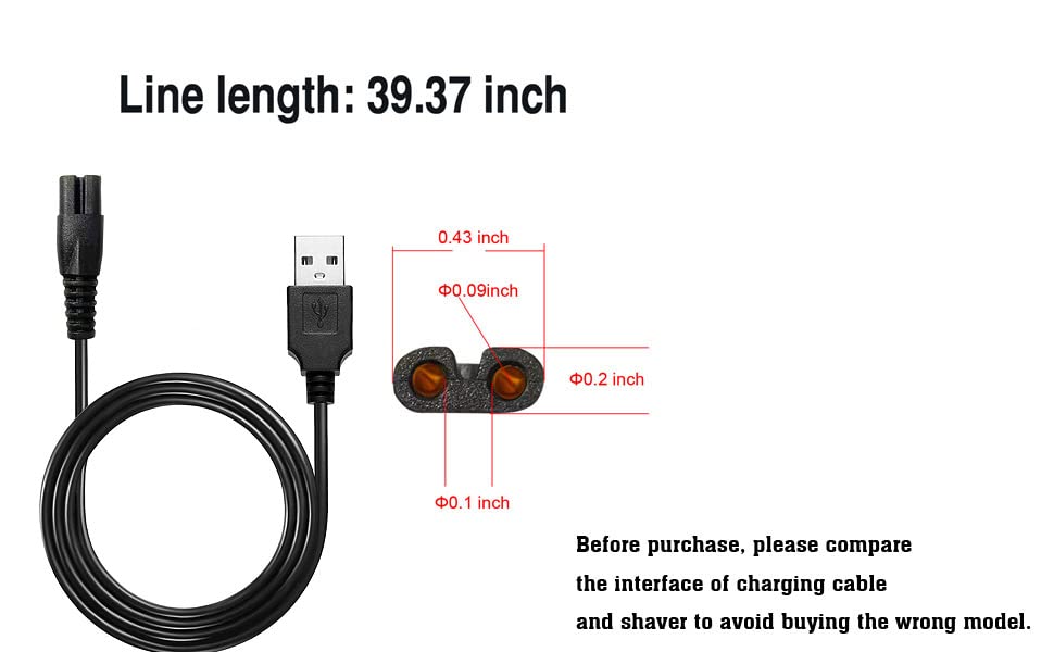 Universal Head Shaver Power Charger Cord - Compatible with Skull SHAER FreedomShaver & Multiple Brands | Replacement Charging Cable for Bald Head Shavers | Perfect for Home, Travel & Gym Use