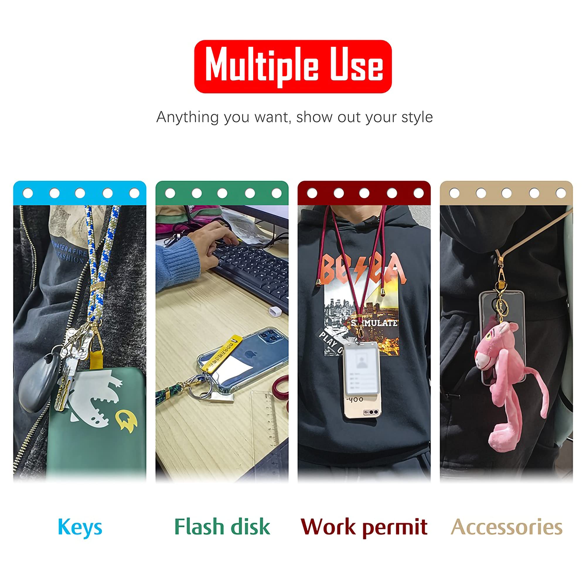 Universal Crossbody Phone Lanyard - Adjustable Nylon Strap for Smartphones, ID Badges & Keys | Hands-Free Convenience for Work, Travel & Outdoor Activities