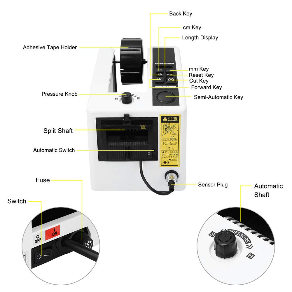 Electric Tape Dispenser & Cutter - Automatic Adhesive Tape Cutting Machine for Gift Wrapping & Packaging (20-999mm Adjustable Length) | Perfect for Home, Office & Shipping Use